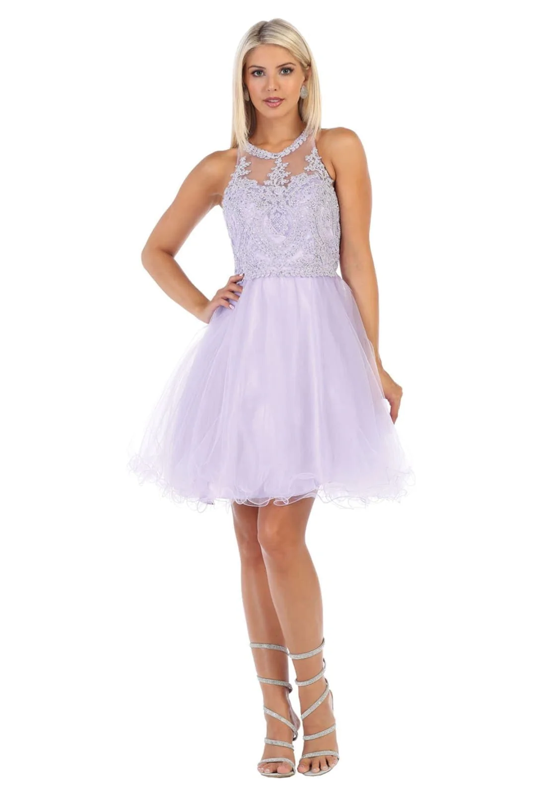 May Queen MQ1643 A Line Embroidered Graduation Short Party Dress - Image 21