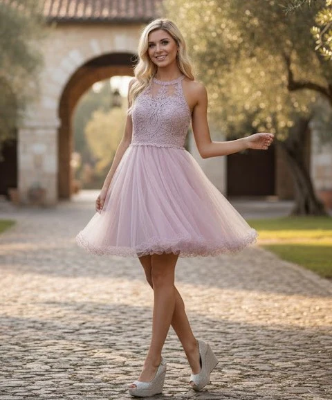 May Queen MQ1643 A Line Embroidered Graduation Short Party Dress - Image 3