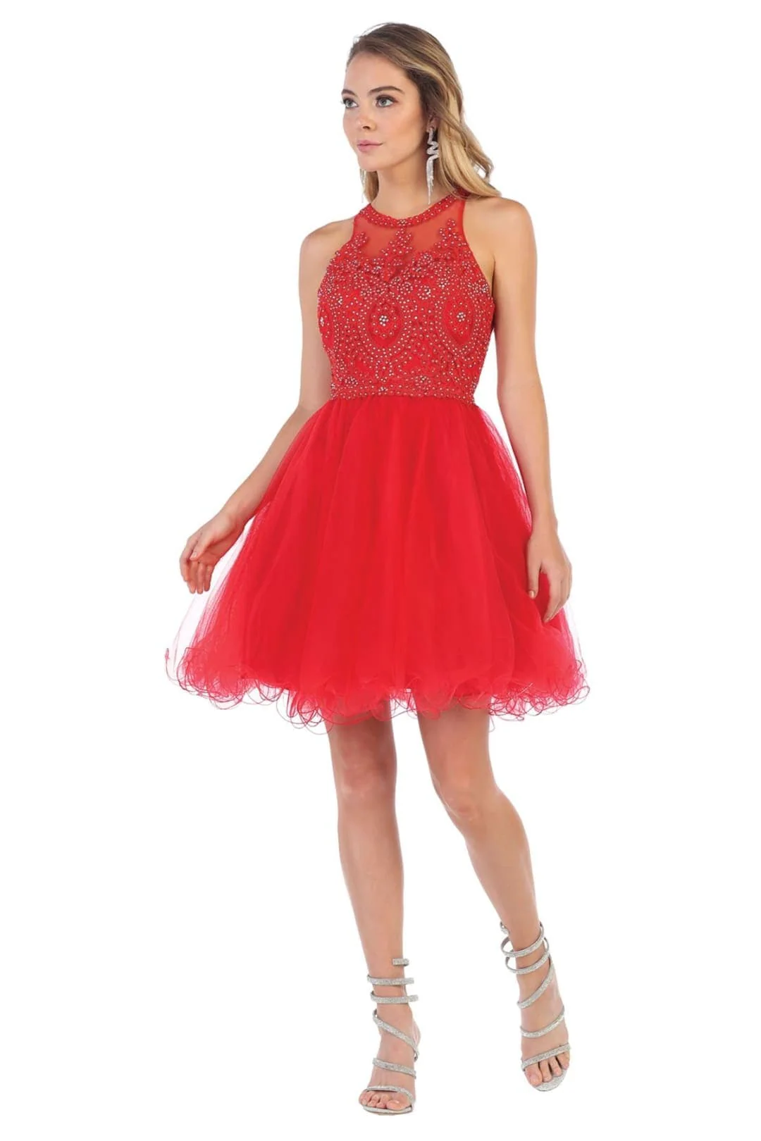 May Queen MQ1643 A Line Embroidered Graduation Short Party Dress - Image 9