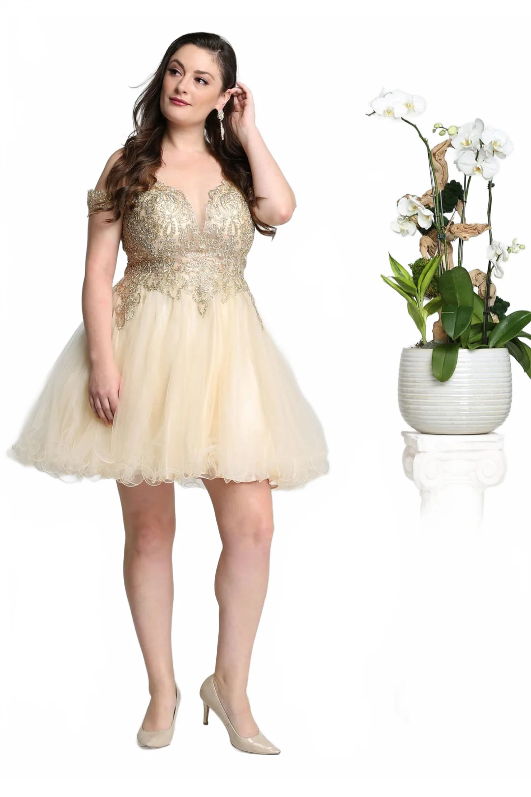 May Queen MQ1668 Cold Shoulder Embroidered A-line Short Prom Dress - Image 12