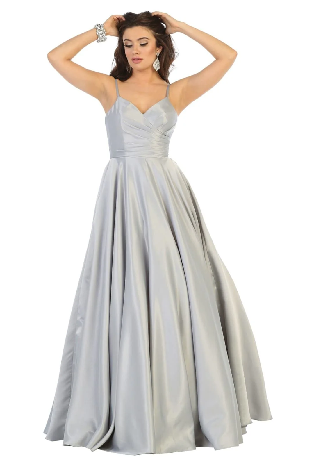 May Queen MQ1678 Simple A-Line Sleeveless Modern Satin Evening Gown - Image 10