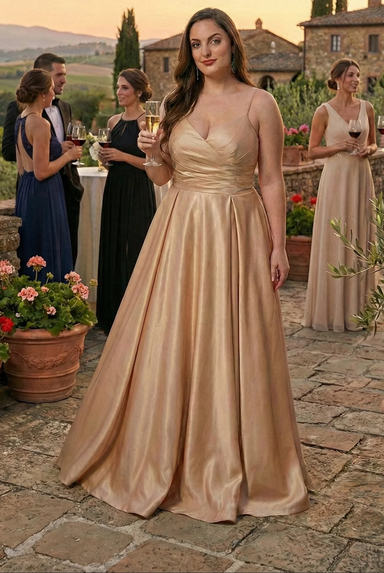 May Queen MQ1678 Simple A-Line Sleeveless Modern Satin Evening Gown - Image 4
