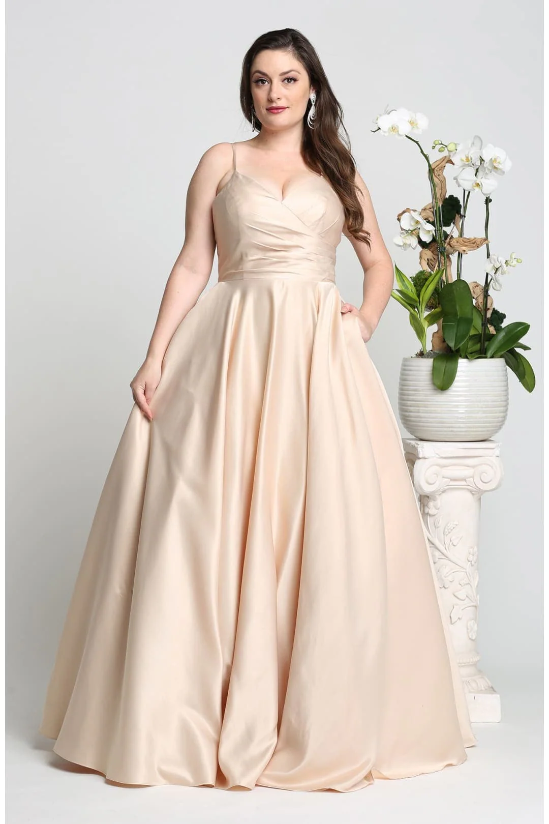 May Queen MQ1678 Simple A-Line Sleeveless Modern Satin Evening Gown - Image 6
