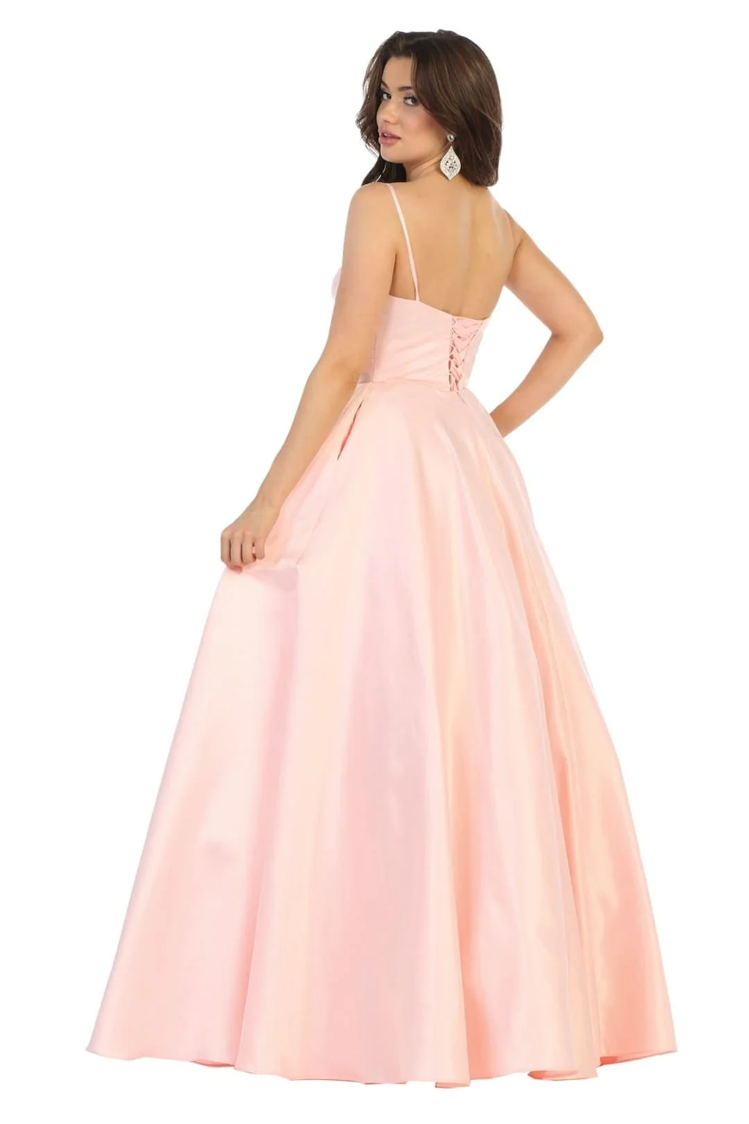 May Queen MQ1678 Simple A-Line Sleeveless Modern Satin Evening Gown - Image 7
