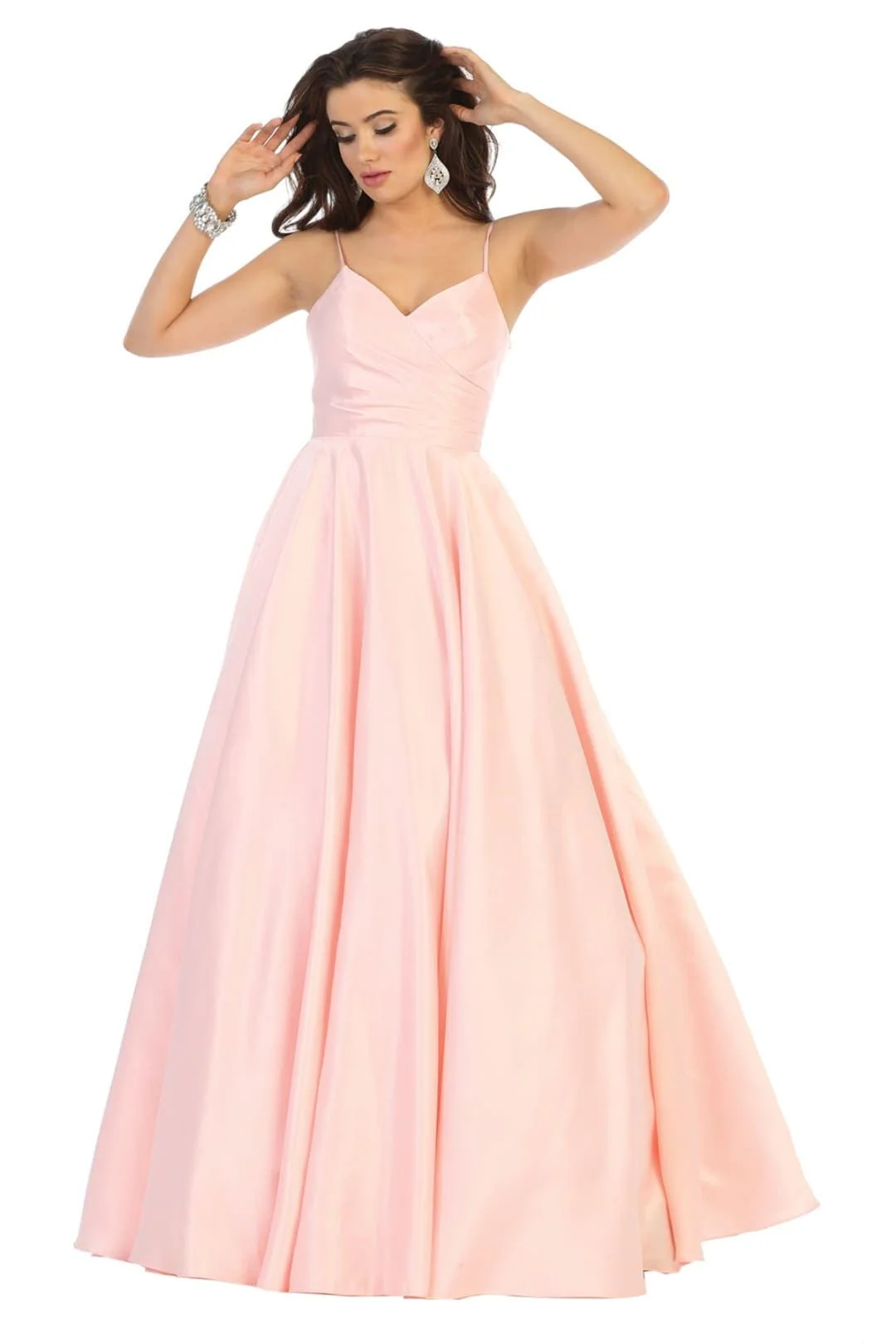 May Queen MQ1678 Simple A-Line Sleeveless Modern Satin Evening Gown - Image 8