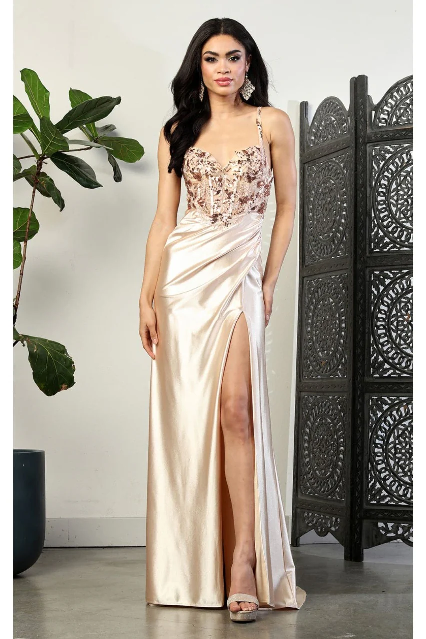 May Queen MQ2006 Cut Out Back Sleeveless Slit Formal Evening Gown - Image 3