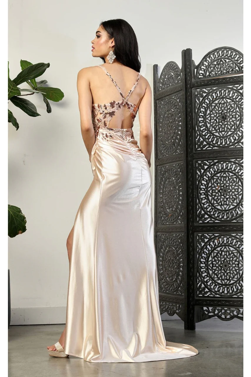 May Queen MQ2006 Cut Out Back Sleeveless Slit Formal Evening Gown - Image 6