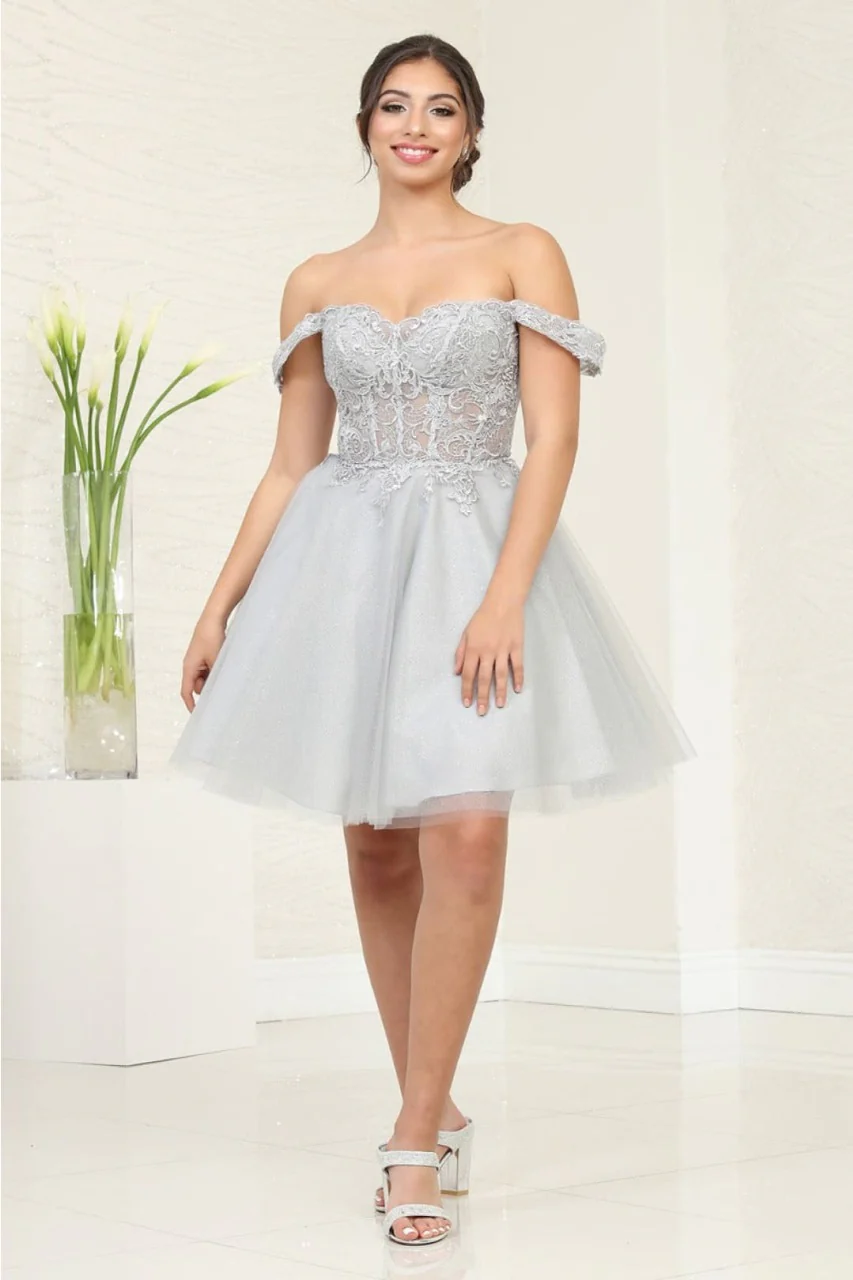 May Queen MQ2009 Corset A-Line Lace Appliqued Cocktail Dress - Image 5