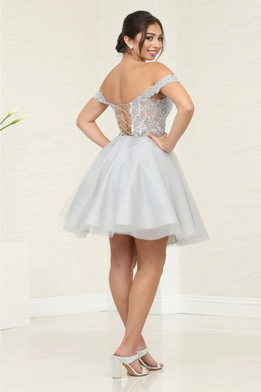 May Queen MQ2009 Corset A-Line Lace Appliqued Cocktail Dress - Image 7