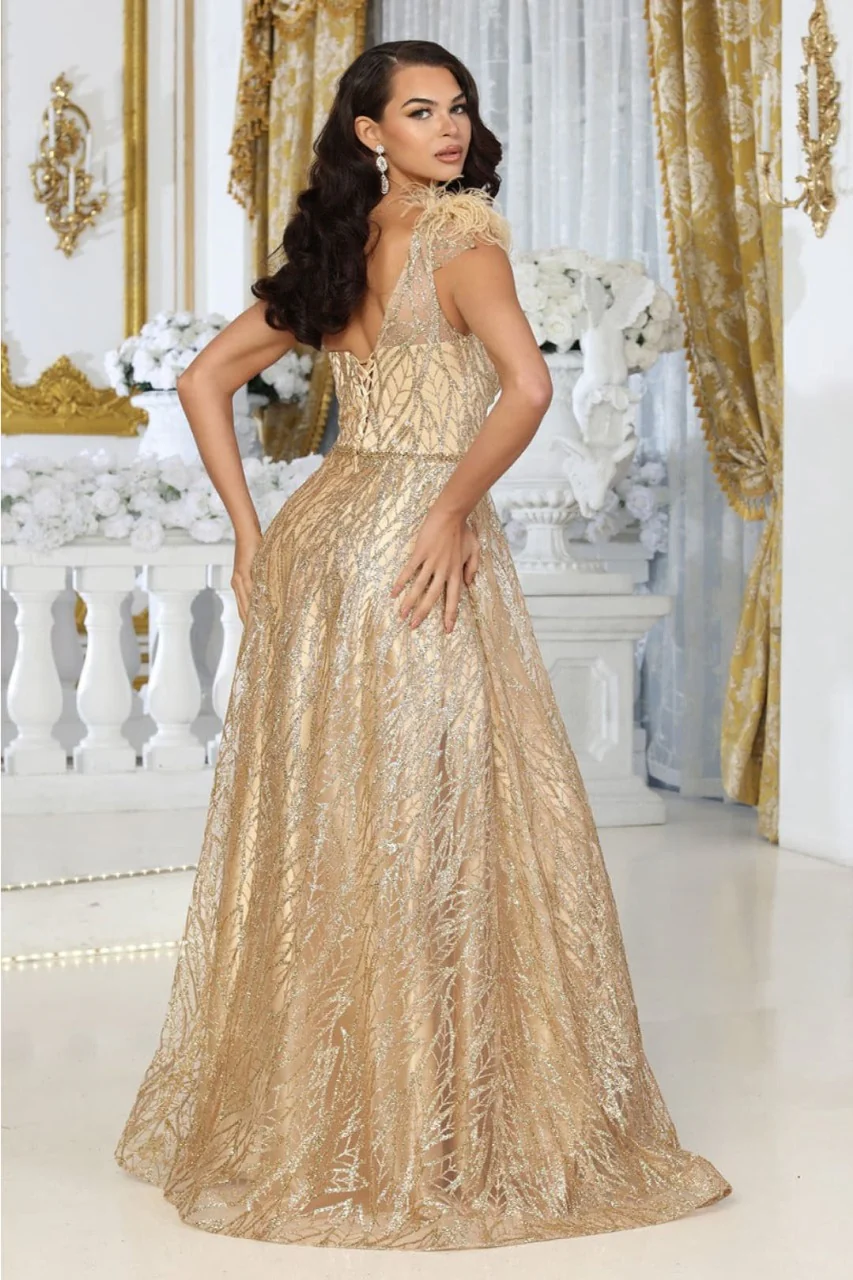 May Queen MQ2024 Asymmetrical Embellished Gala Gown with Slit - Image 12