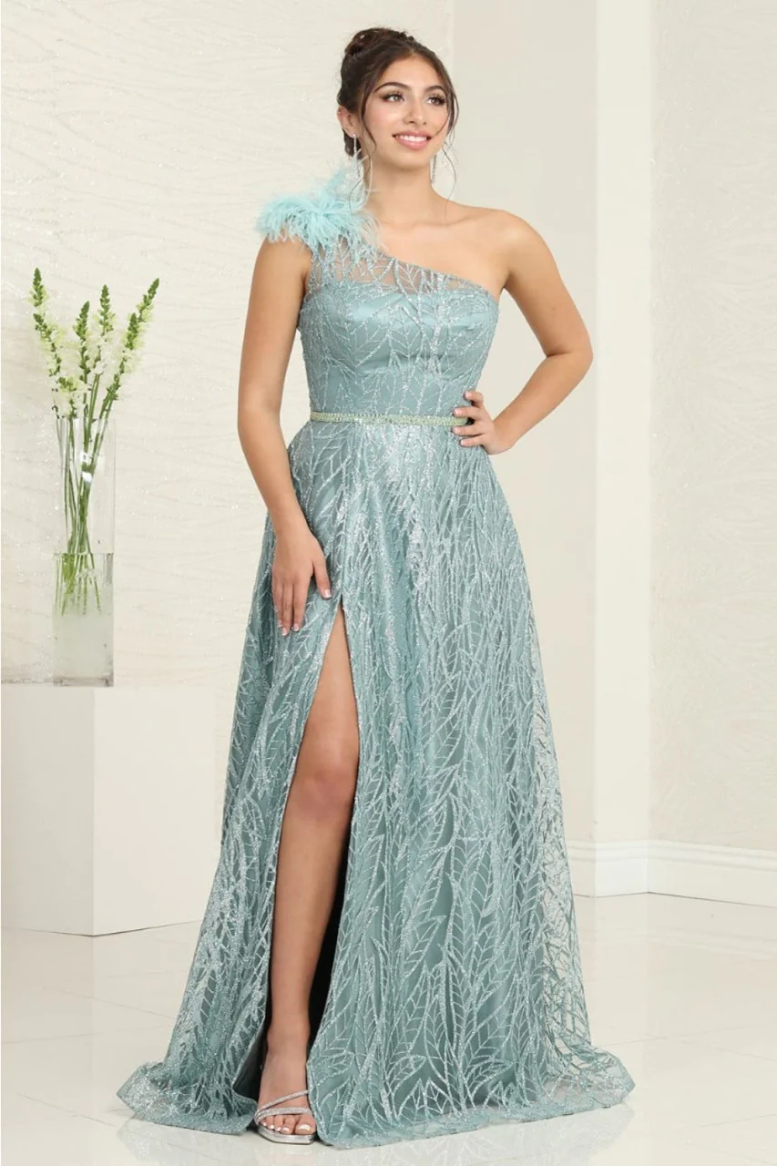May Queen MQ2024 Asymmetrical Embellished Gala Gown with Slit - Image 13