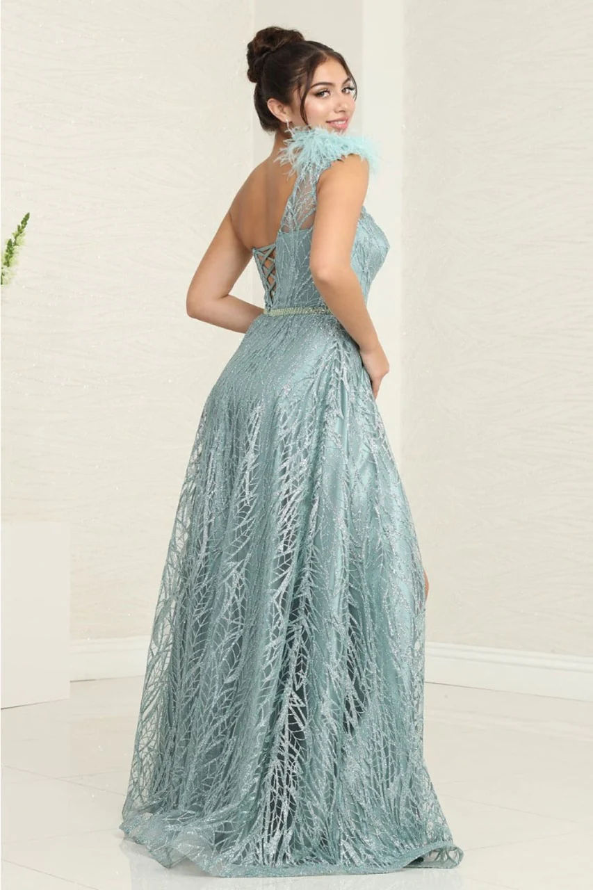 May Queen MQ2024 Asymmetrical Embellished Gala Gown with Slit - Image 14