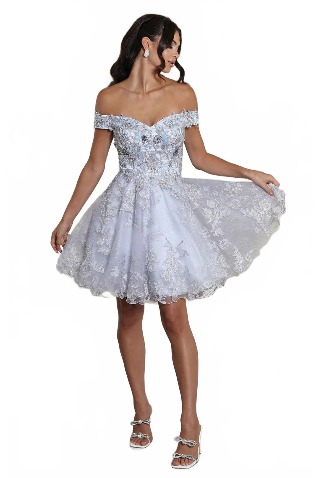 May Queen MQ2042 Floral A-line Off Shoulder Bridesmaids Short Dress - Image 9
