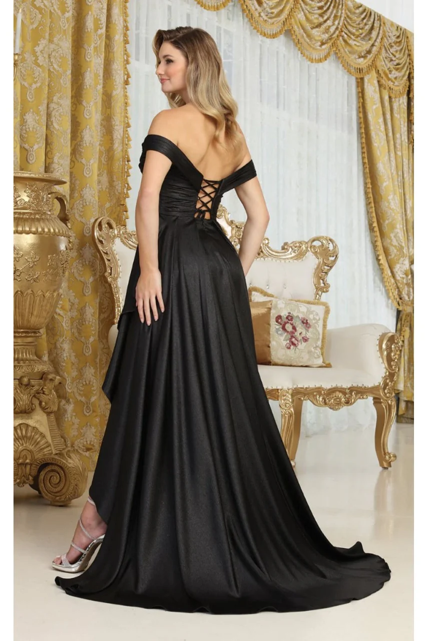 May Queen MQ2056 Off-Shoulder Taffeta Formal High Slit Long Gown - Image 10