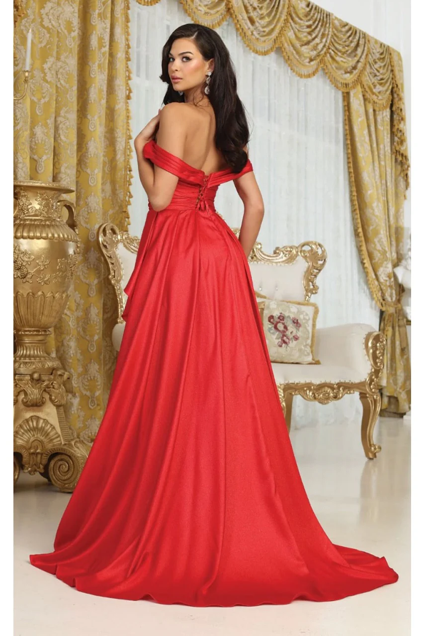 May Queen MQ2056 Off-Shoulder Taffeta Formal High Slit Long Gown - Image 12