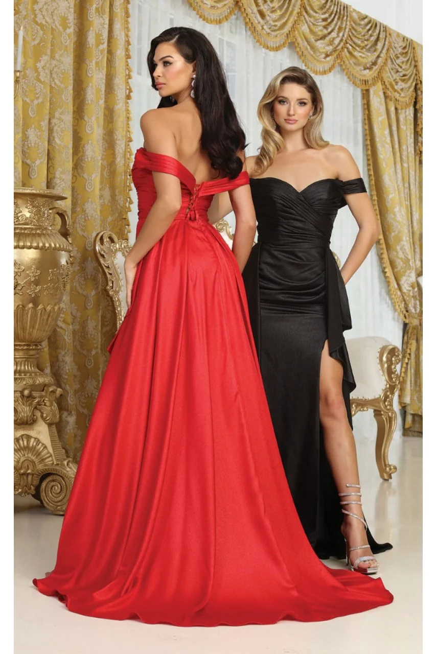 May Queen MQ2056 Off-Shoulder Taffeta Formal High Slit Long Gown - Image 14