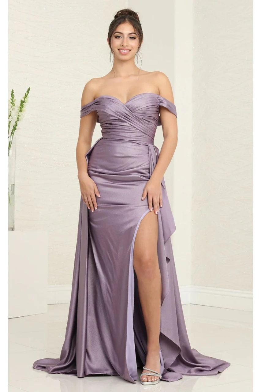 May Queen MQ2056 Off-Shoulder Taffeta Formal High Slit Long Gown - Image 9