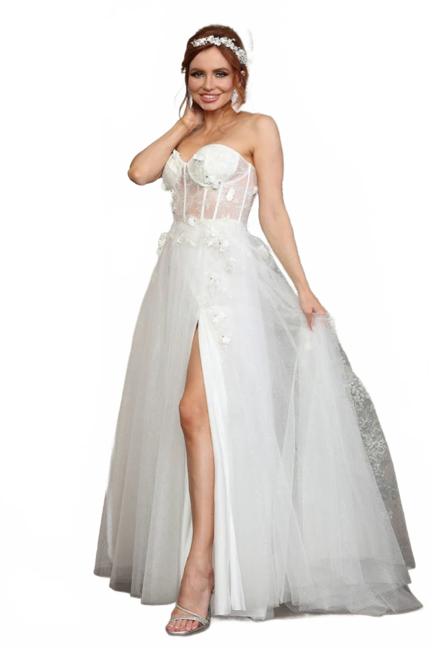 May Queen MQ2059B Ivory Corset Bridal Embellished Long Gown - Image 5
