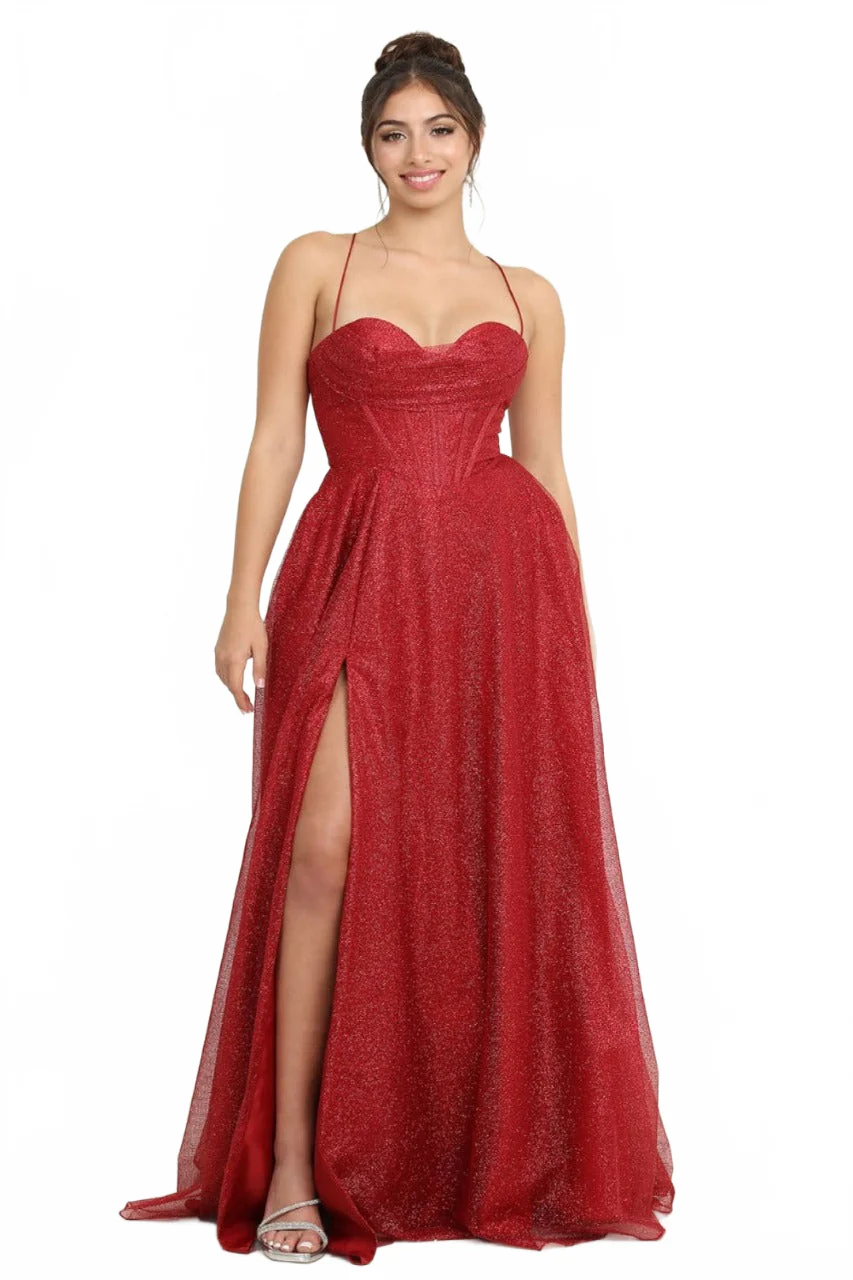 May Queen MQ2064 Glitter Corset Bodice A-Line Pageant Evening Dress - Image 11