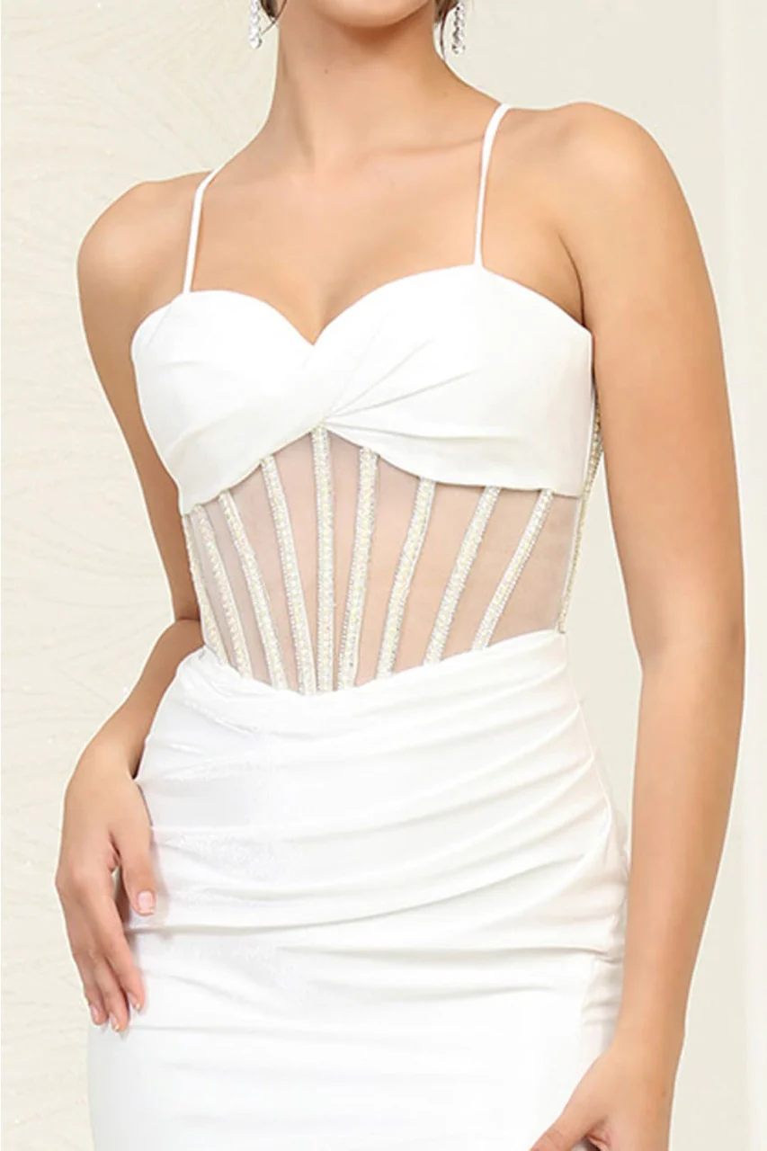 May Queen MQ2088B Spaghetti Strap Sweetheart Slit Ivory Bridal Dress - Image 3