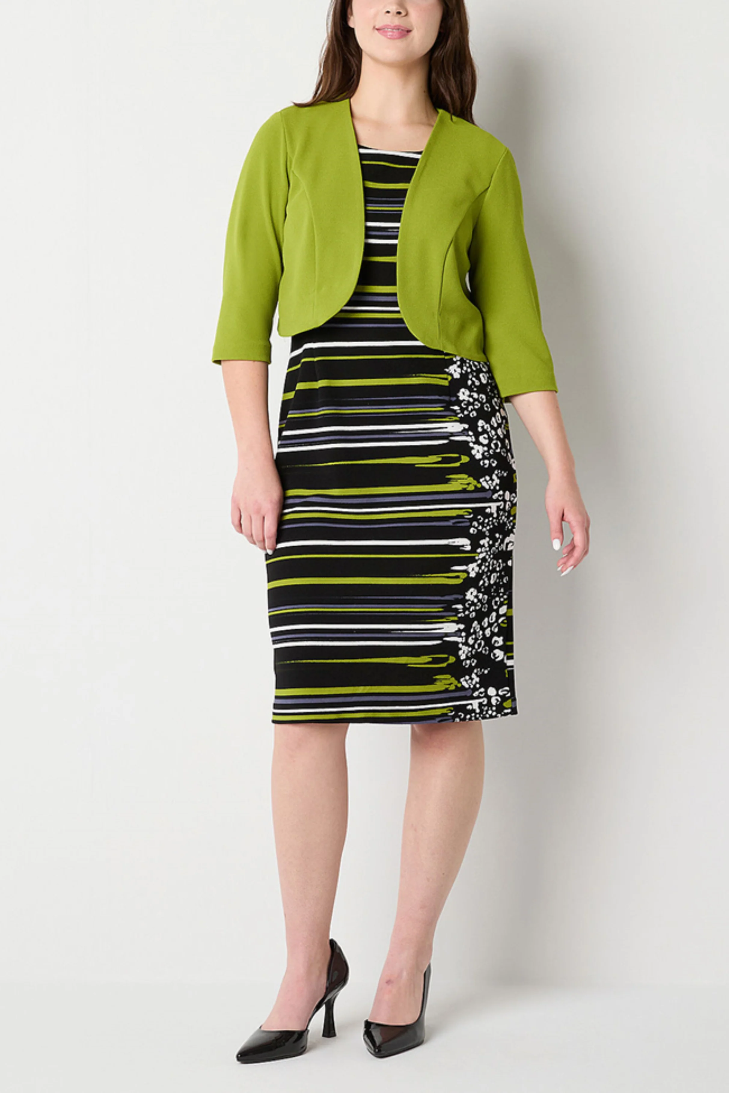 Maya Brooke 4165-KIWI BLACK-2 Jacket Dress Set