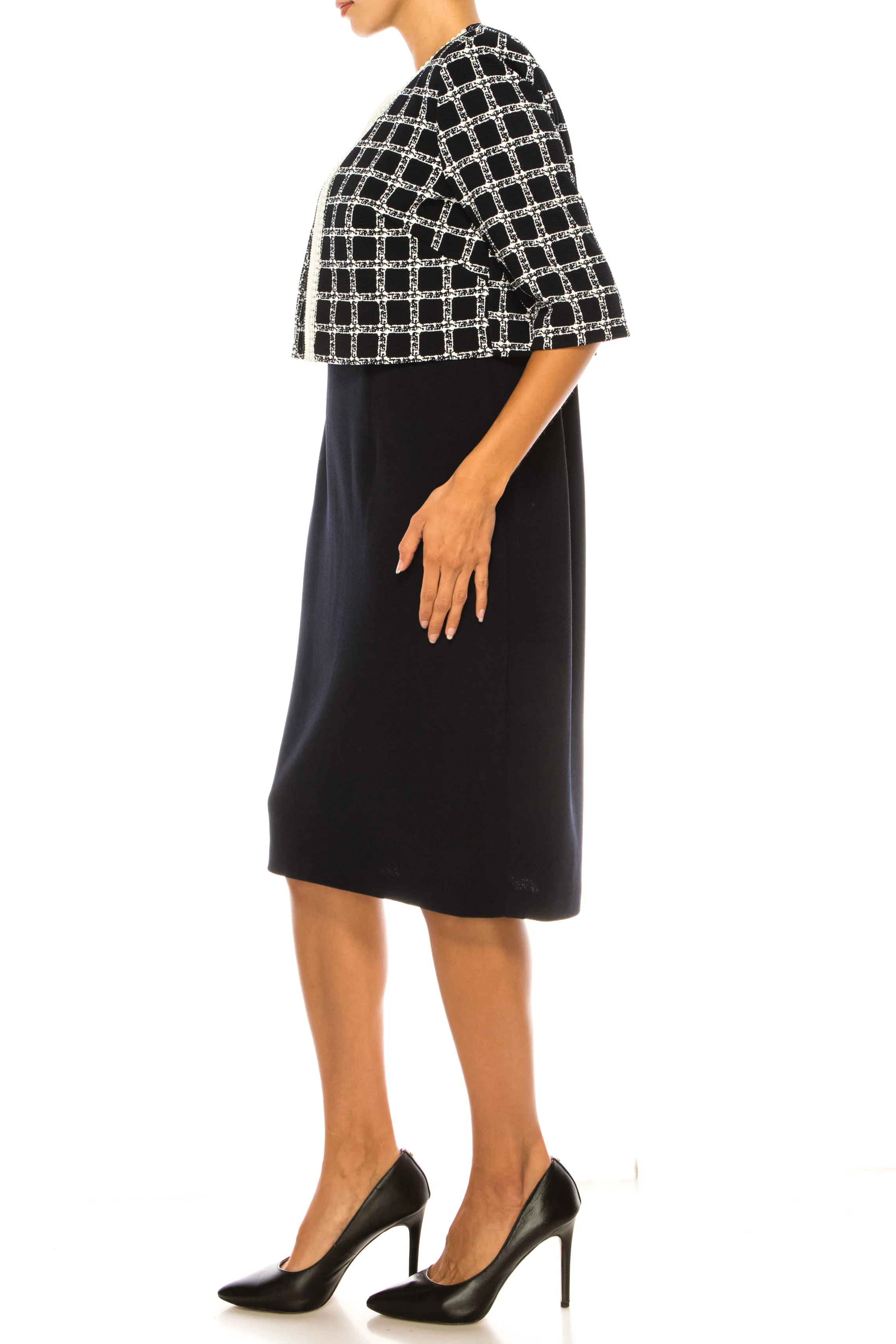 Maya Brooke 28167-NAVY WHITE-2 Jacket Dress by Maya Brooke - Image 3