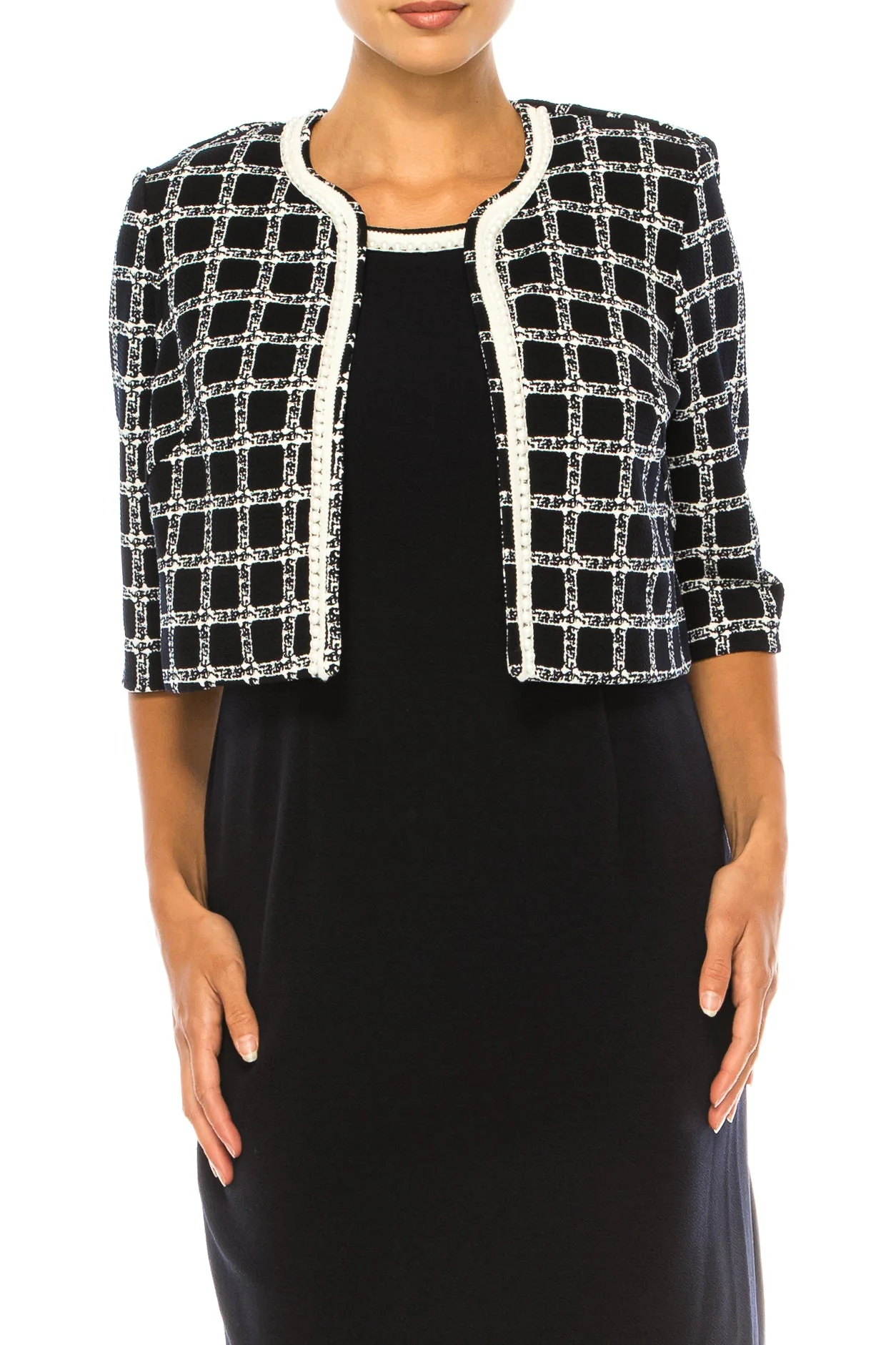 Maya Brooke 28167-NAVY WHITE-2 Jacket Dress by Maya Brooke - Image 5