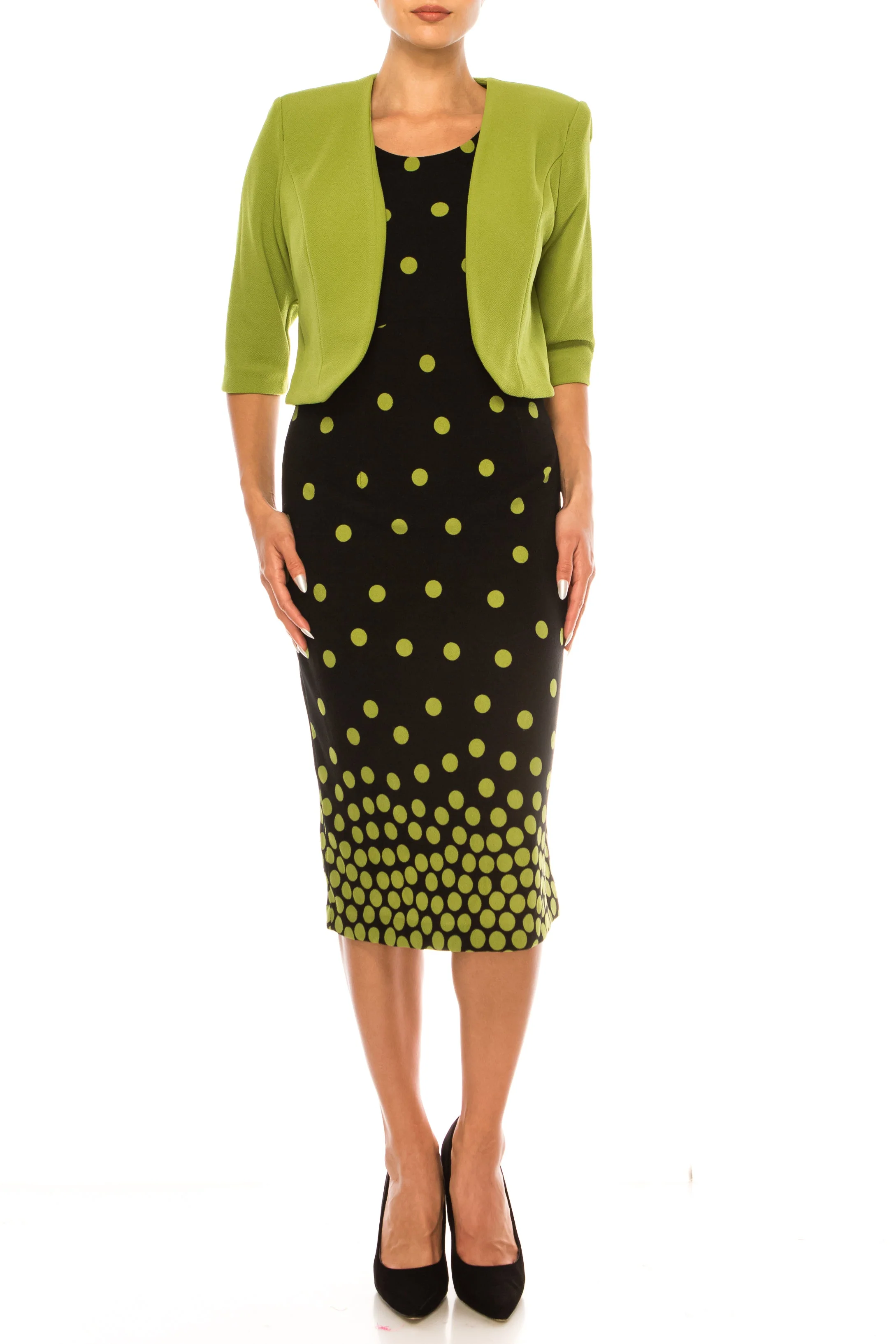 Maya Brooke 28103-KIWI BLACK-2 Jacket Dress by Maya Brooke