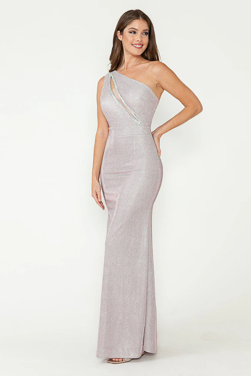 Lenovia 5271 Beaded Metallic One-Shoulder Stretch Knit Dress - Image 15