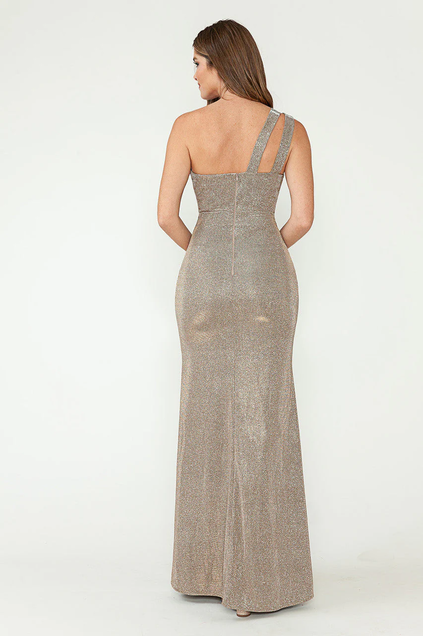 Lenovia 5271 Beaded Metallic One-Shoulder Stretch Knit Dress - Image 2