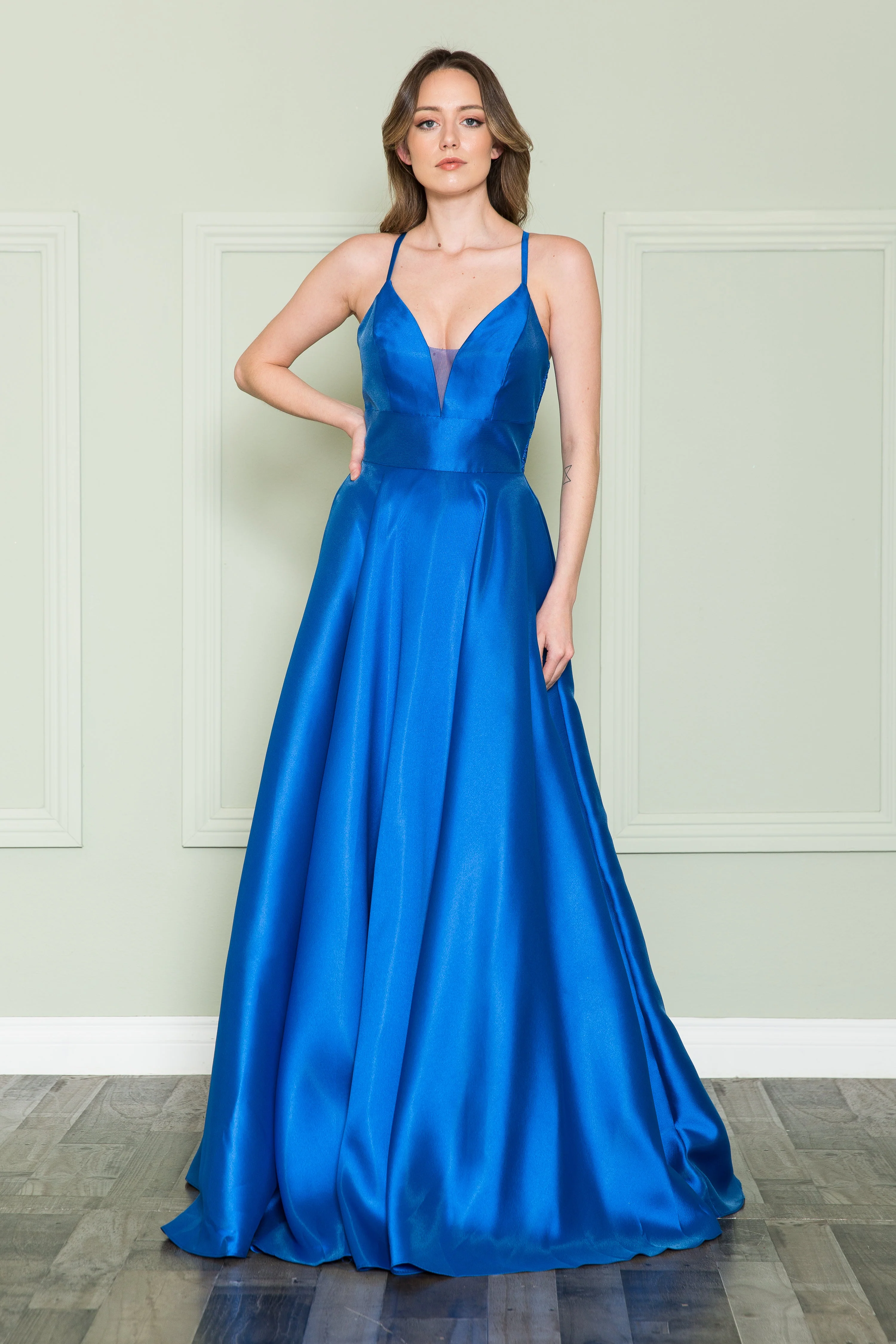 Poly USA 8762 Mikado Gown with Lace Back - Image 6