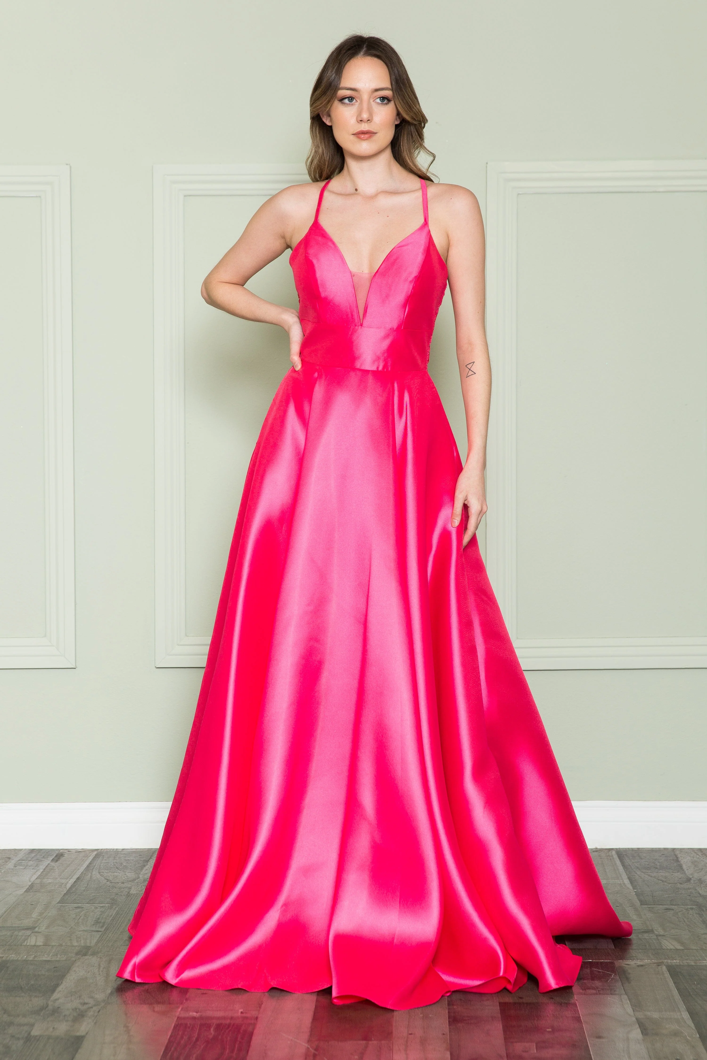 Poly USA 8762 Mikado Gown with Lace Back - Image 7