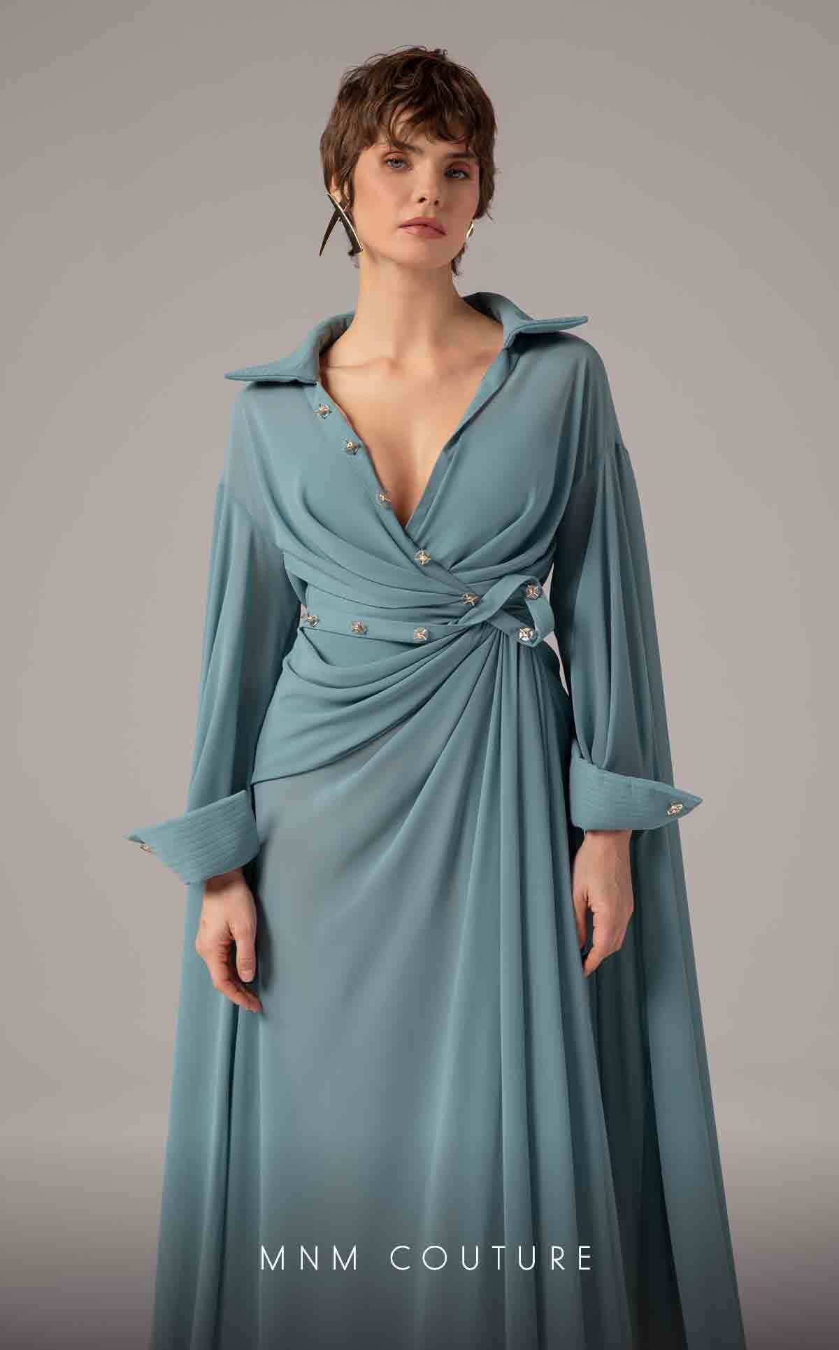 MNM Couture E0093 Cherry Long Sleeve Gown – Size 4 - Image 4