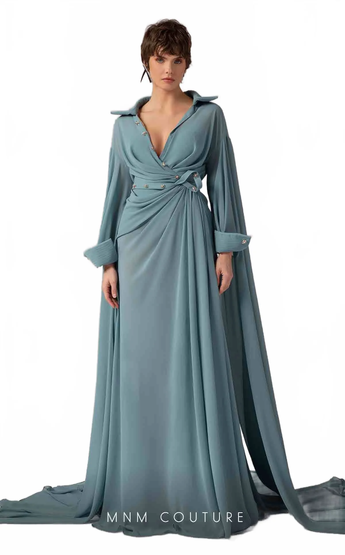 MNM Couture E0093 Cherry Long Sleeve Gown – Size 4 - Image 6