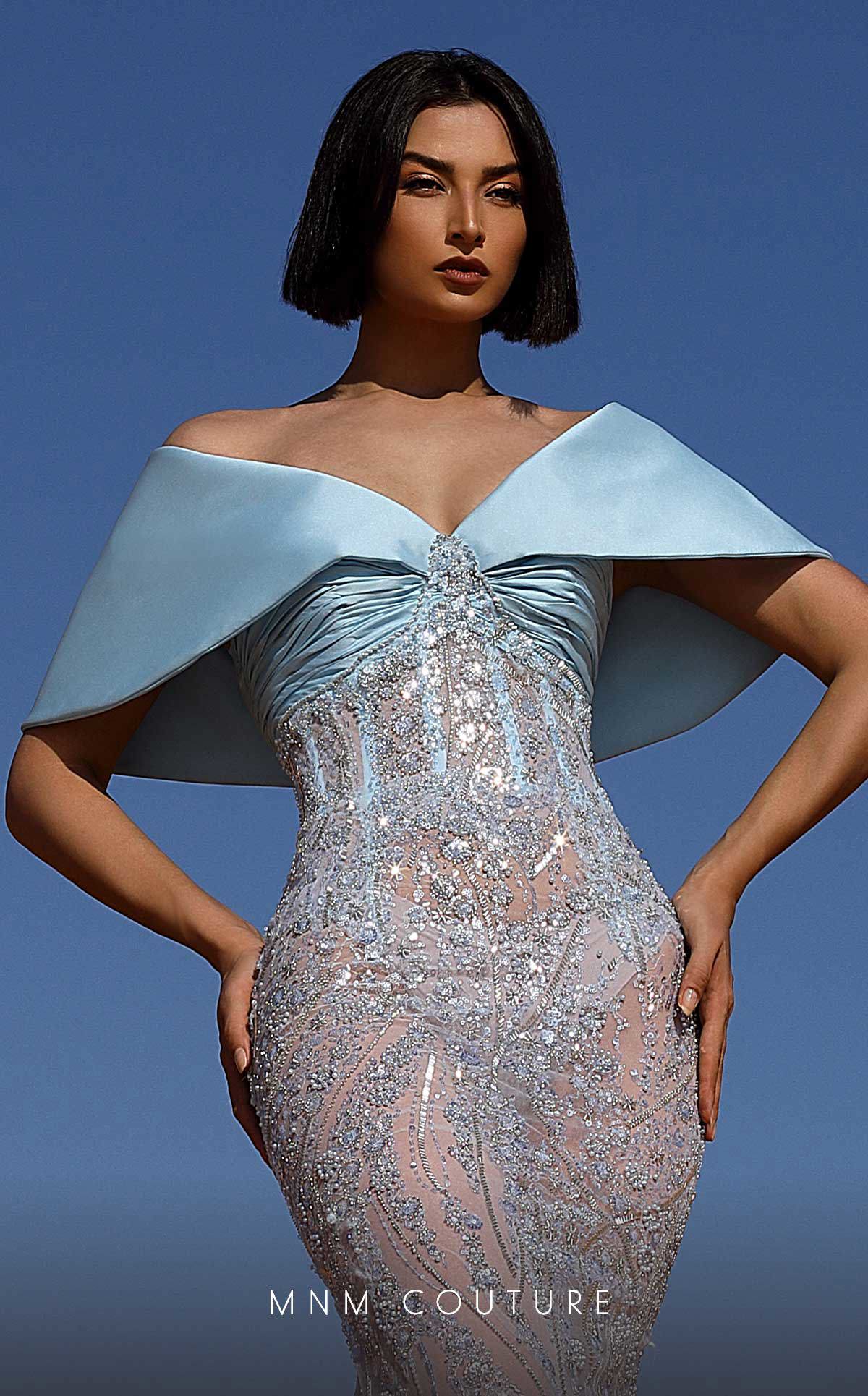 MNM Couture K4043 Lilac Off-Shoulder Beaded Mermaid Gown - Image 3
