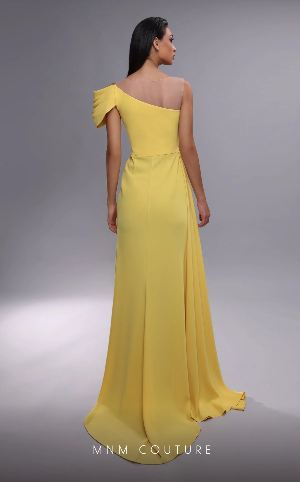 MNM Couture K4085 Fuchsia Off-Shoulder Gown with Beading & Slit - Image 2