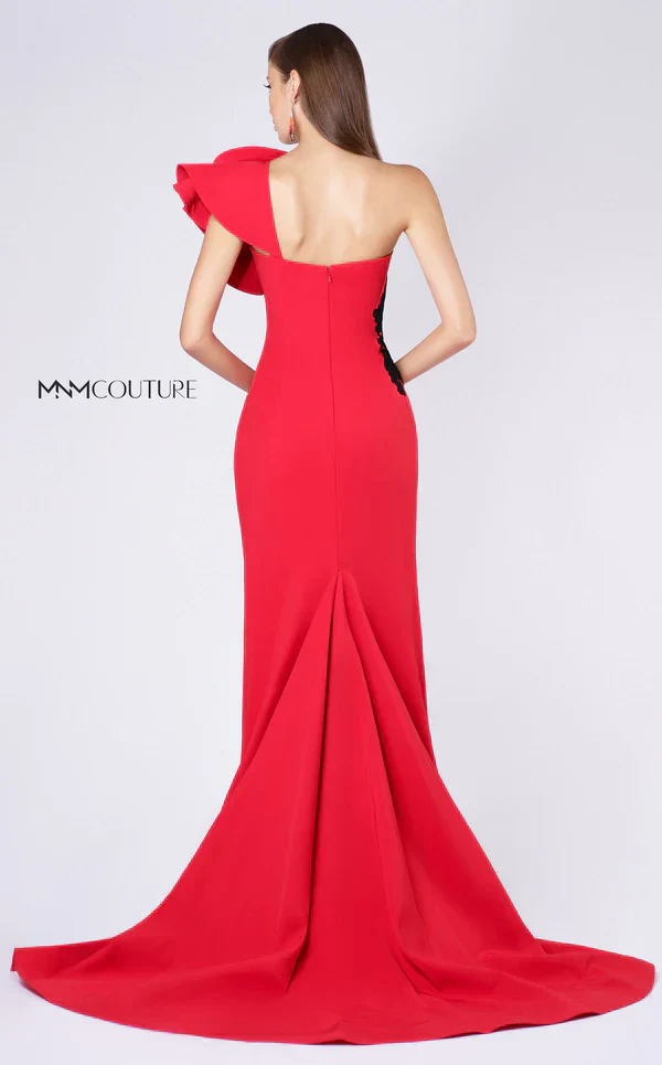 MNM Couture M0042 Green One-Shoulder Open Back Gown - Image 5