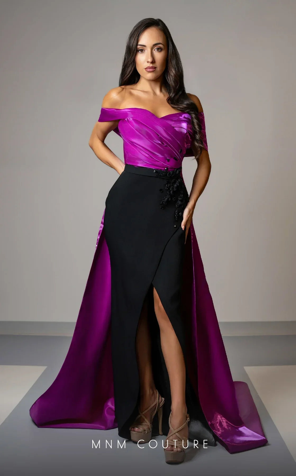 MNM Couture V07441 Black-Lime Evening Gown - Image 3