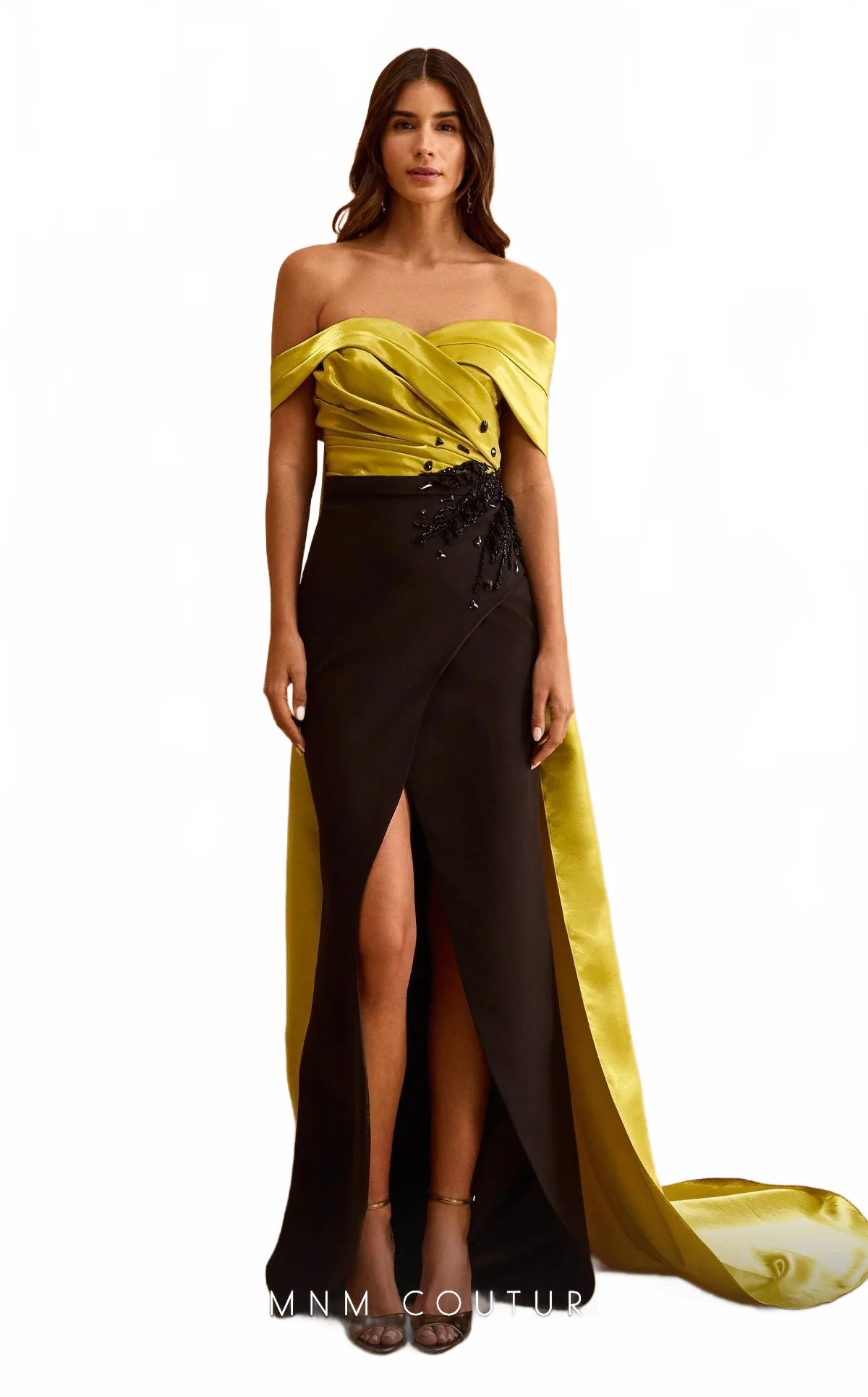 MNM Couture V07441 Black-Lime Evening Gown - Image 7