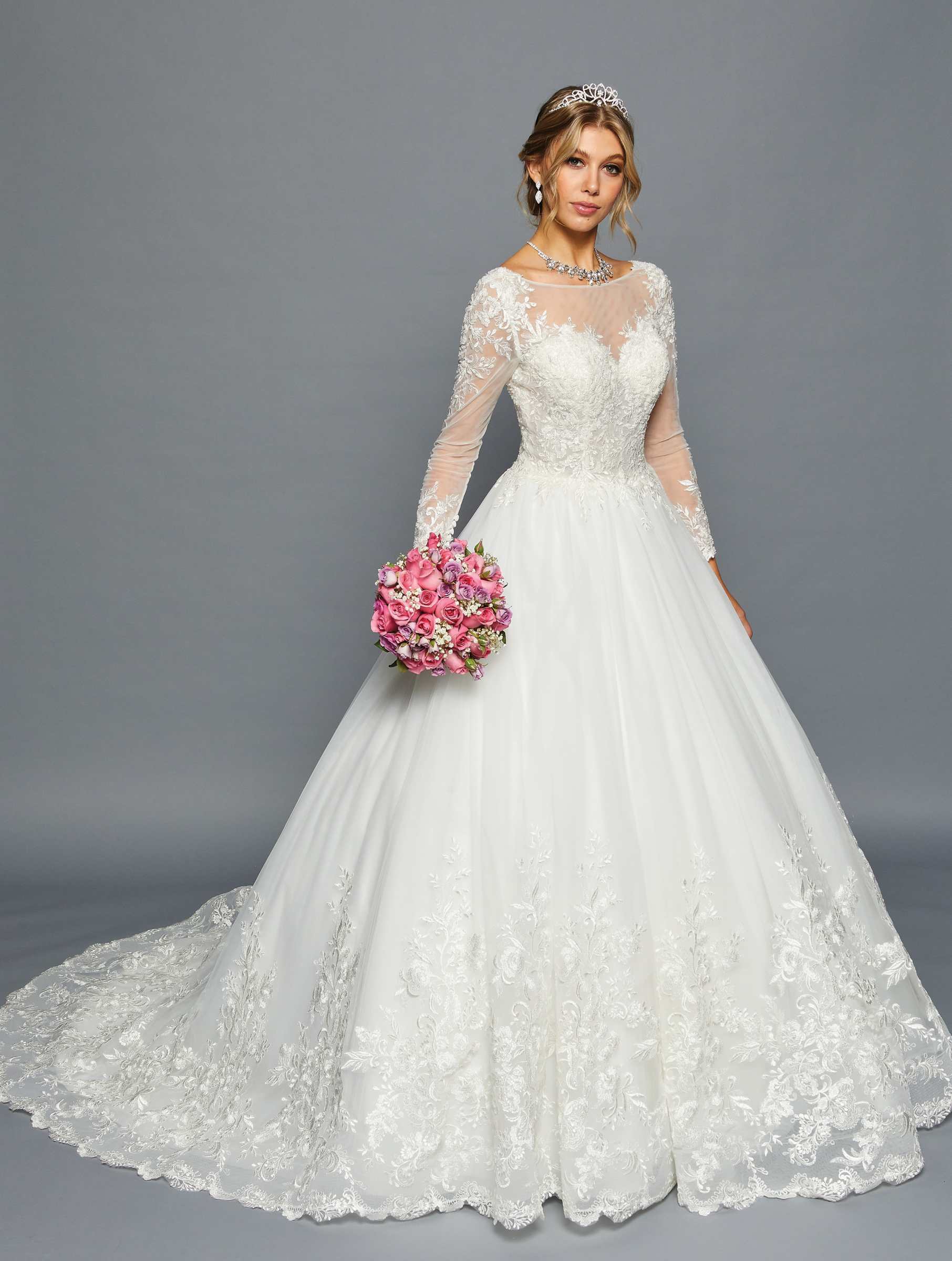 Modest Wedding Dress | White Long Sleeve Lace Bridal Gown by 454