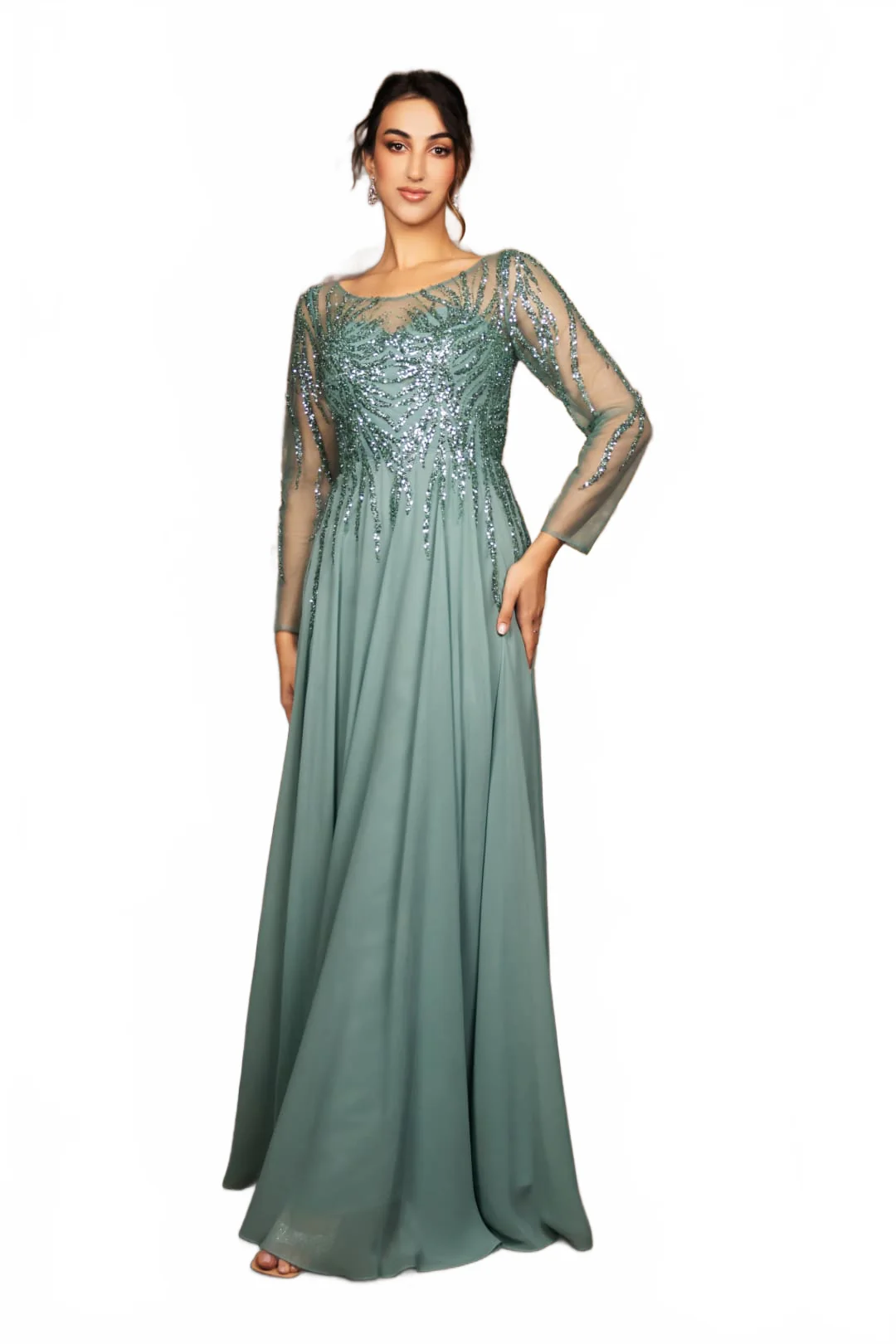 Mother Of The Bride Dress Long Sleeve A-Line Gown By May Queen MQ2161 - Image 14