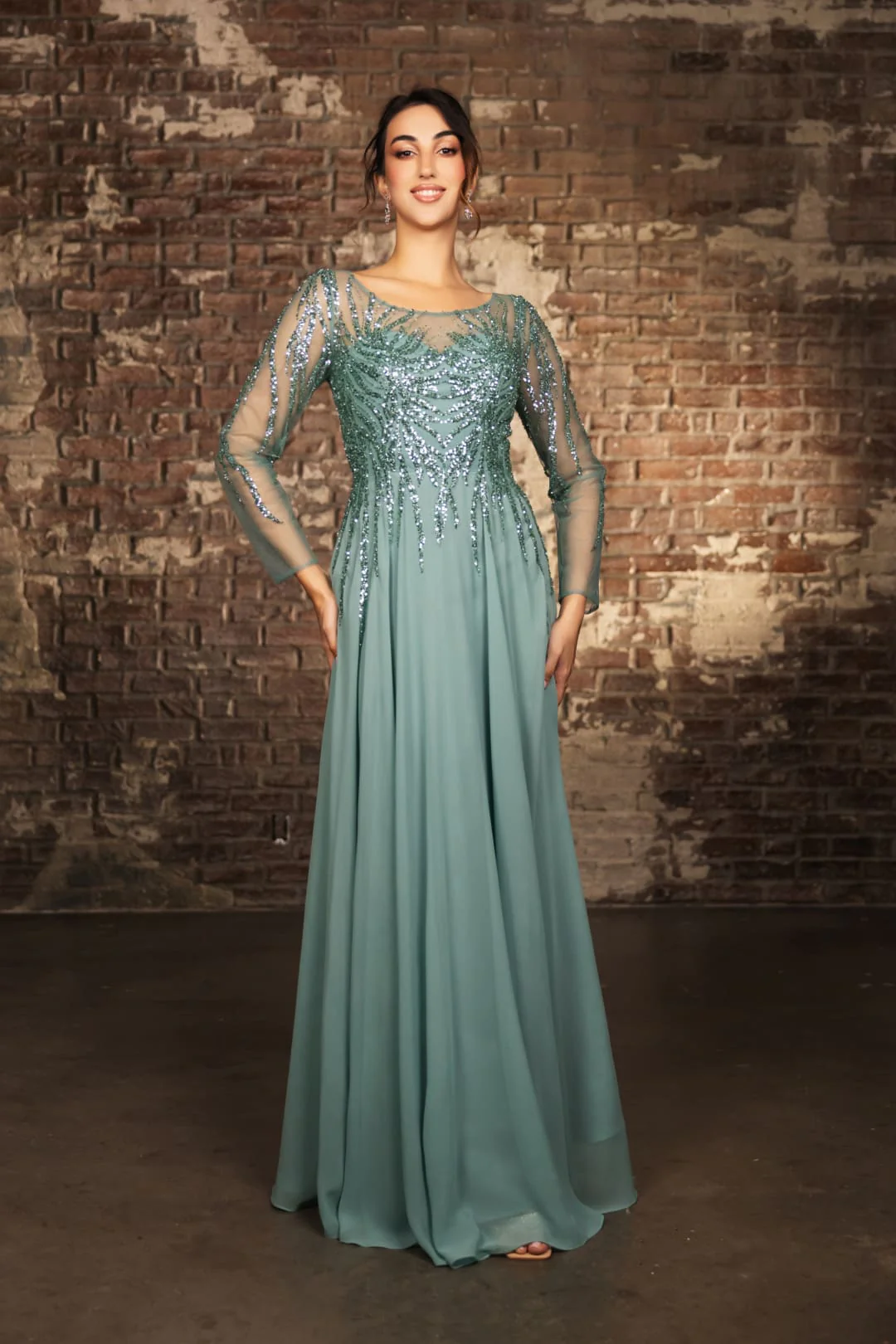 Mother Of The Bride Dress Long Sleeve A-Line Gown By May Queen MQ2161 - Image 7