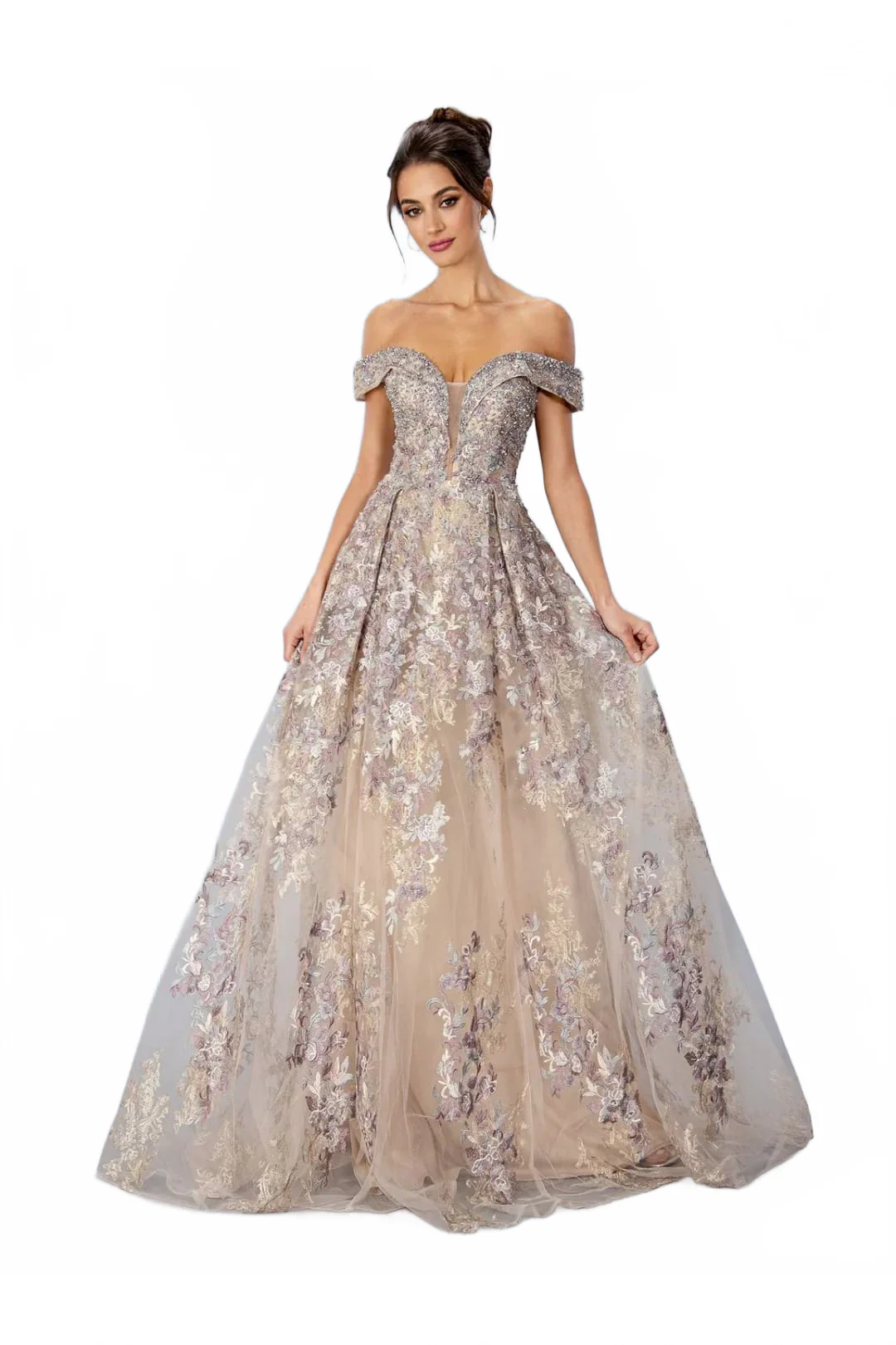 Multi Color Ball Gown Floral Prom Evening Dress Stella Couture 24327 - Image 3