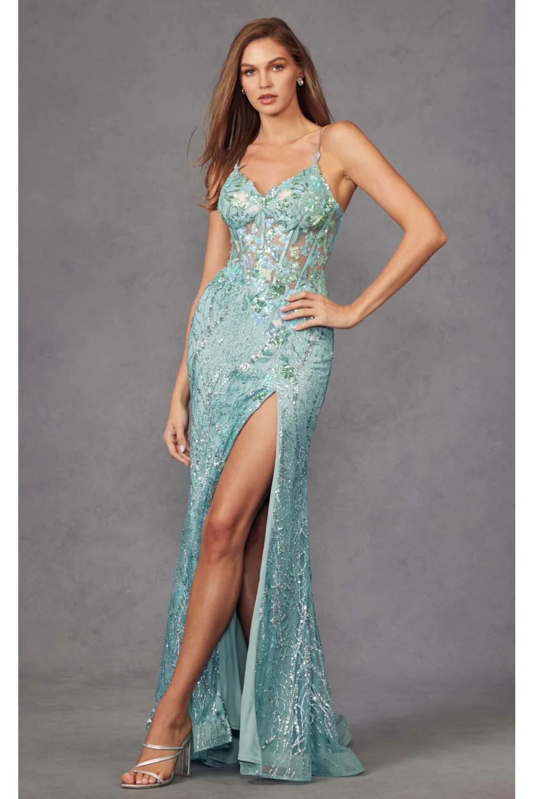 Multi-Green Bridesmaid Dresses-Inexpensive V-Neck Corset Juliet JT2425A - Image 2