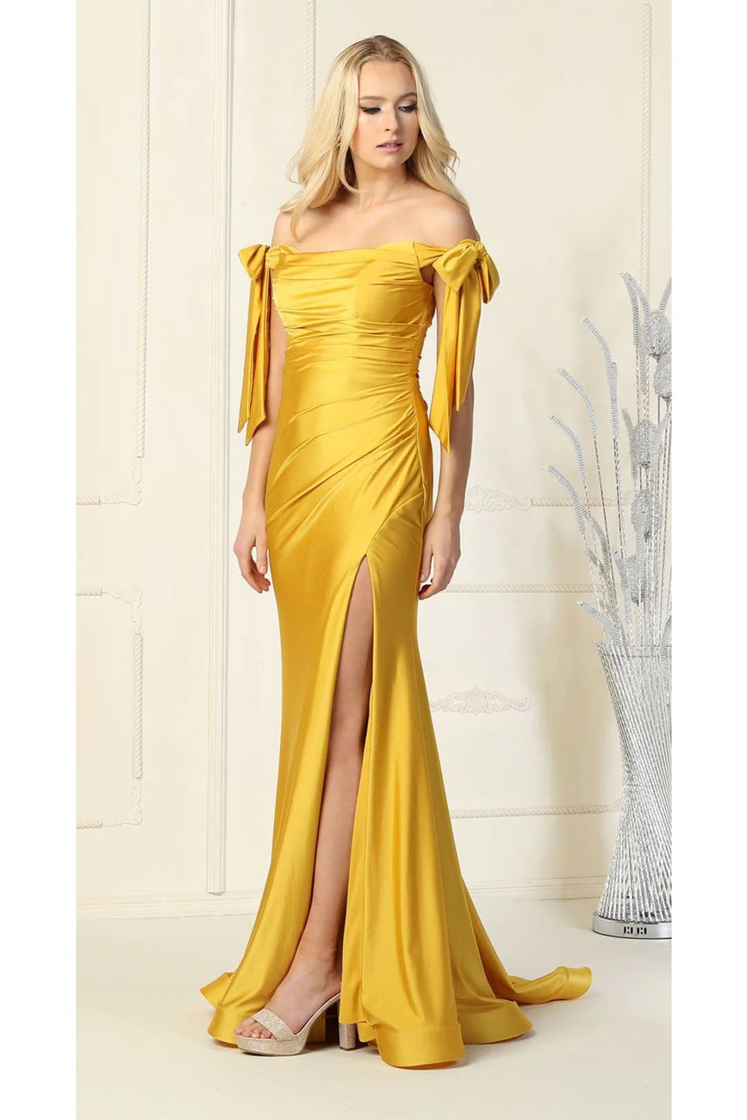 Mustard Bridesmaid Dresses-Inexpensive Ruched Prom - Image 6