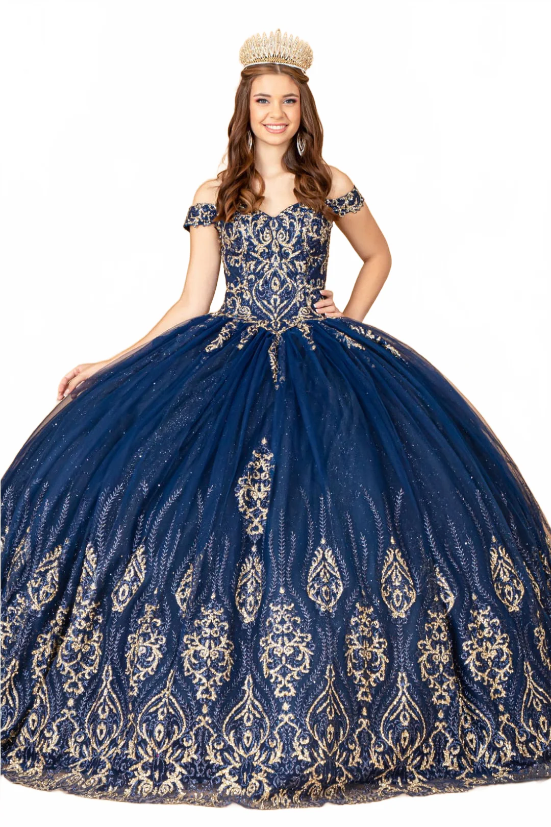 Navy & Gold Quinceanera Gown by Elizabeth K GL3079 - Image 6