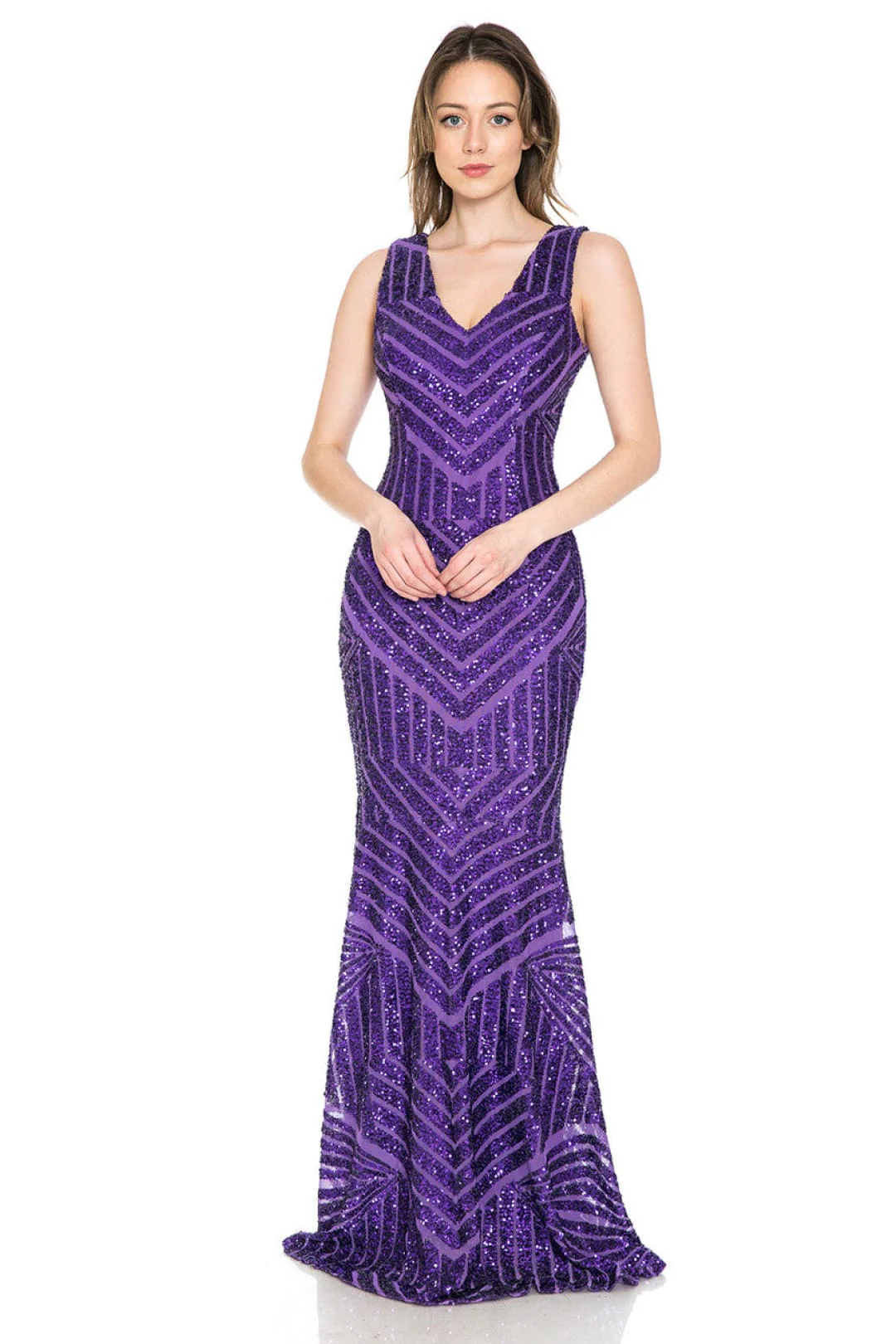 Lenovia USA 5150 V-Neck Mermaid Sequined Long Evening Prom Dress-New Collection - Image 27