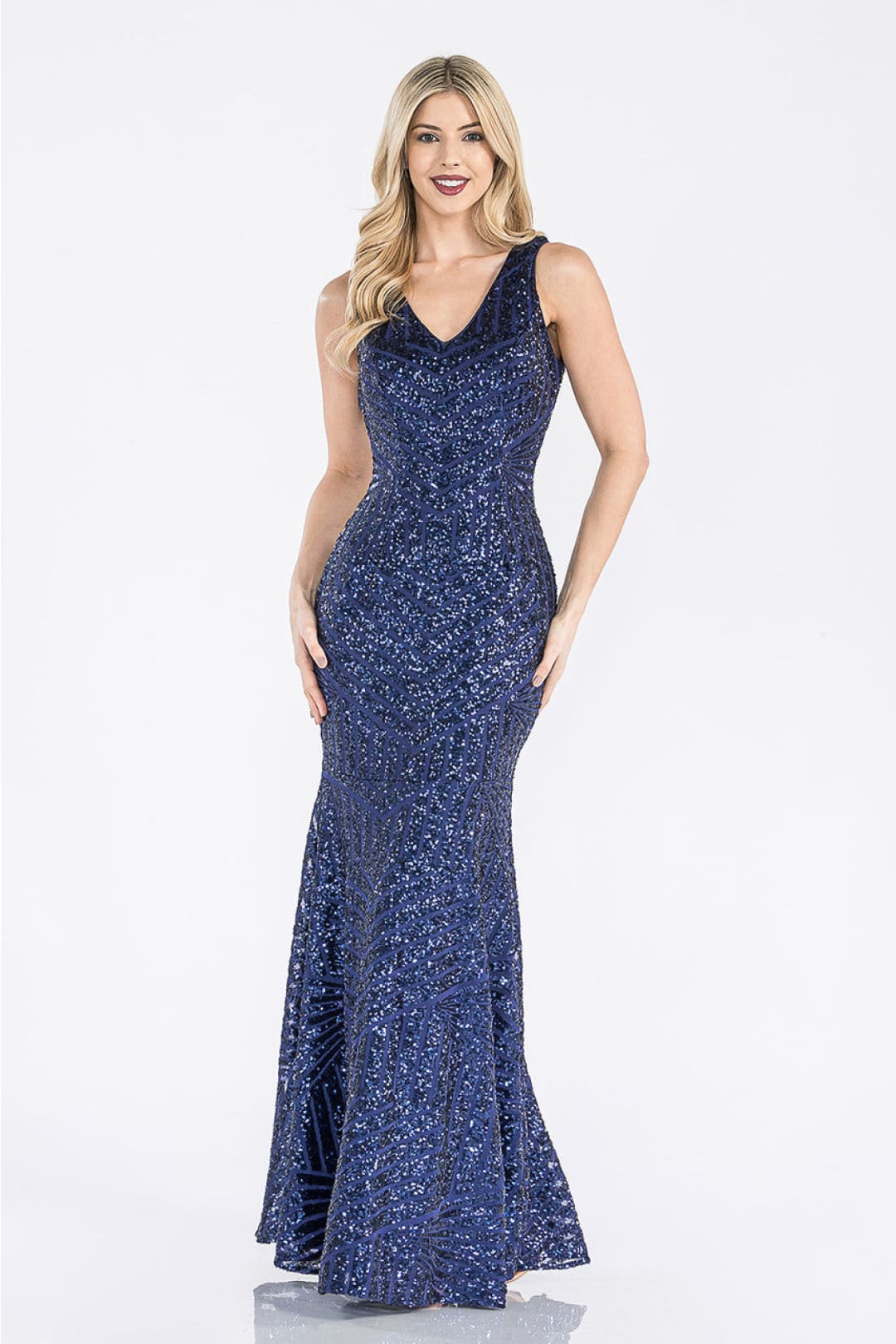 Lenovia USA 5150 V-Neck Mermaid Sequined Long Evening Prom Dress-New Collection - Image 20