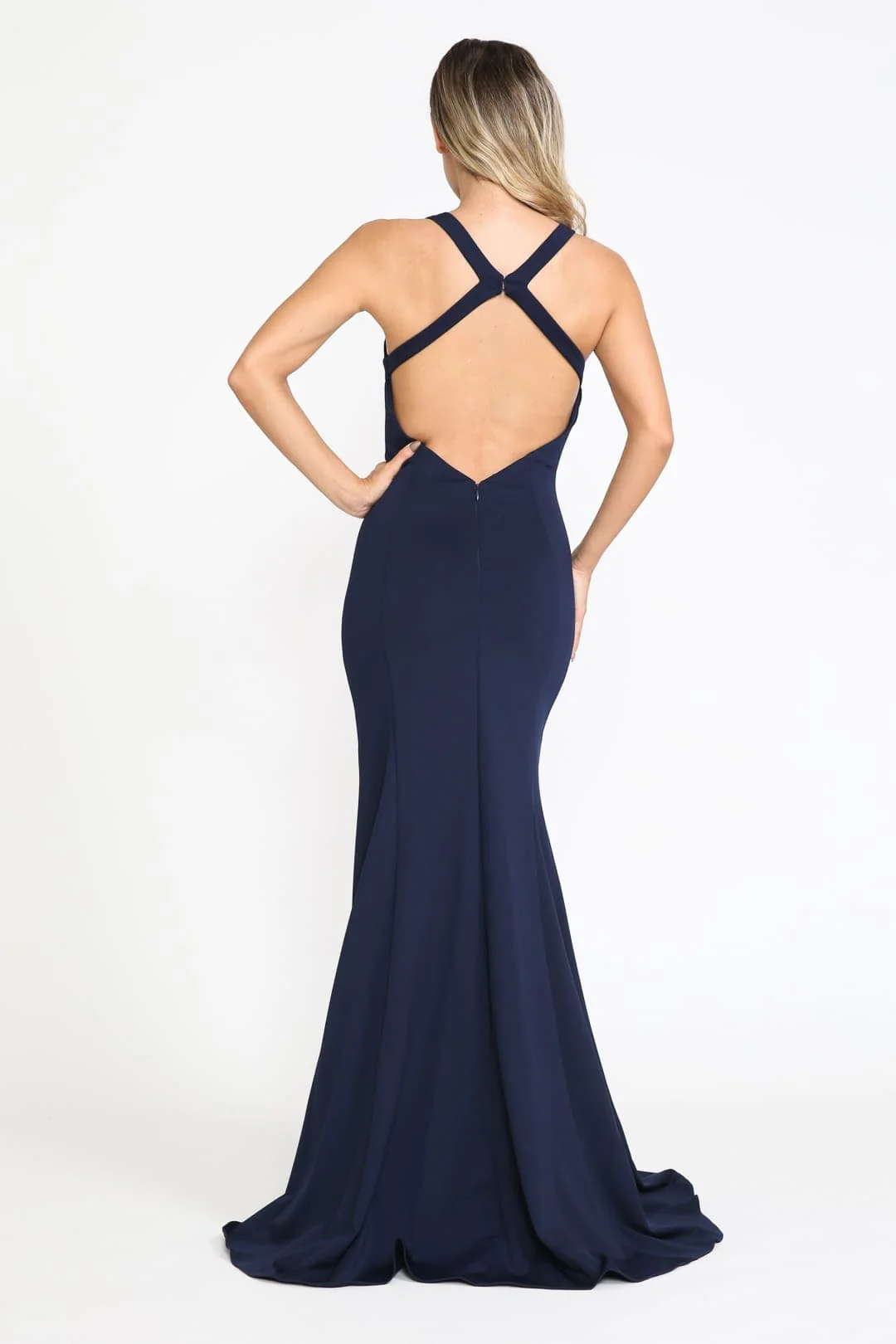 Navy Blue Bridesmaid Dresses-Inexpensive Poly USA 8298 Mermaid Sexy Prom - Image 2