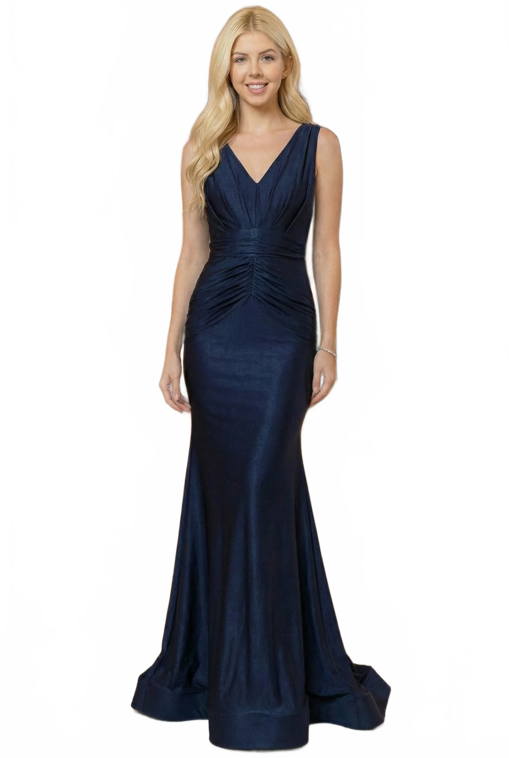 Navy Bridesmaid Dresses-Inexpensive Amelia Couture 370 Bodycon - Image 7